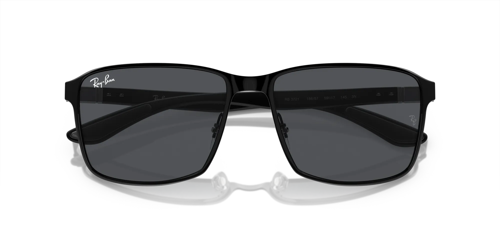 Ray - Ban RB3721 186/87 Occhiali da sole Metallo Nero Grigio Squadrata Normale - immagine 2