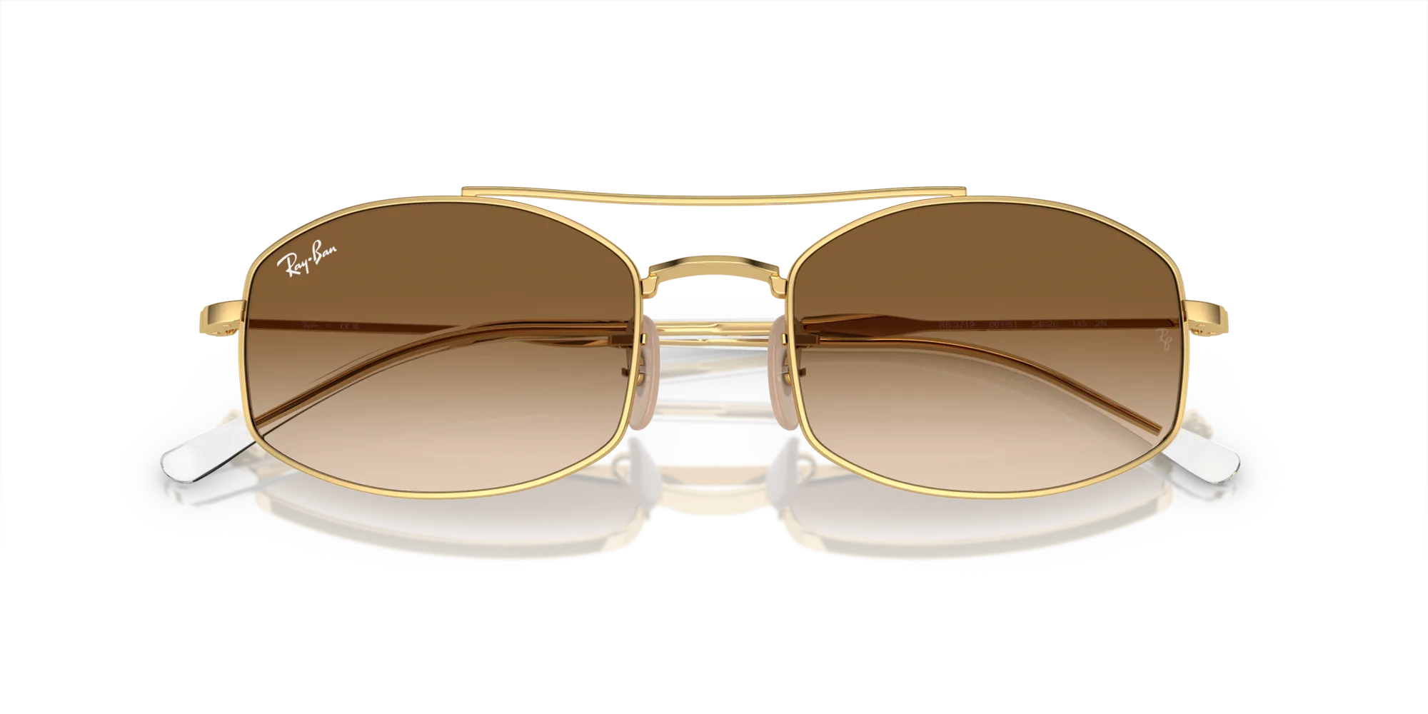 Ray - Ban RB3719 001/51 Occhiali da sole Metallo Oro Marrone Rotonda Normale Sfumato - immagine 2