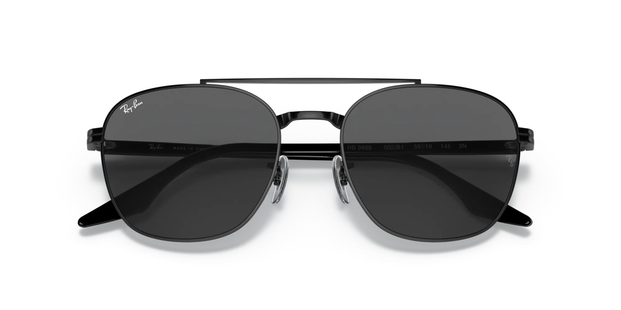 Ray - Ban RB3688 002/B1 Occhiali da sole Metallo Nero Grigio Squadrata Normale - immagine 2