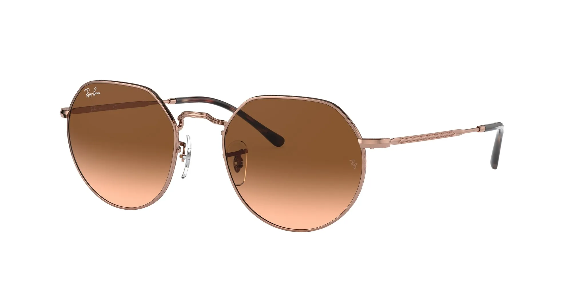 Ray - Ban RB3565 JACK 9035A5 Occhiali da sole Metallo Bronzo Rosa Geometrica Normale Sfumato - immagine 1