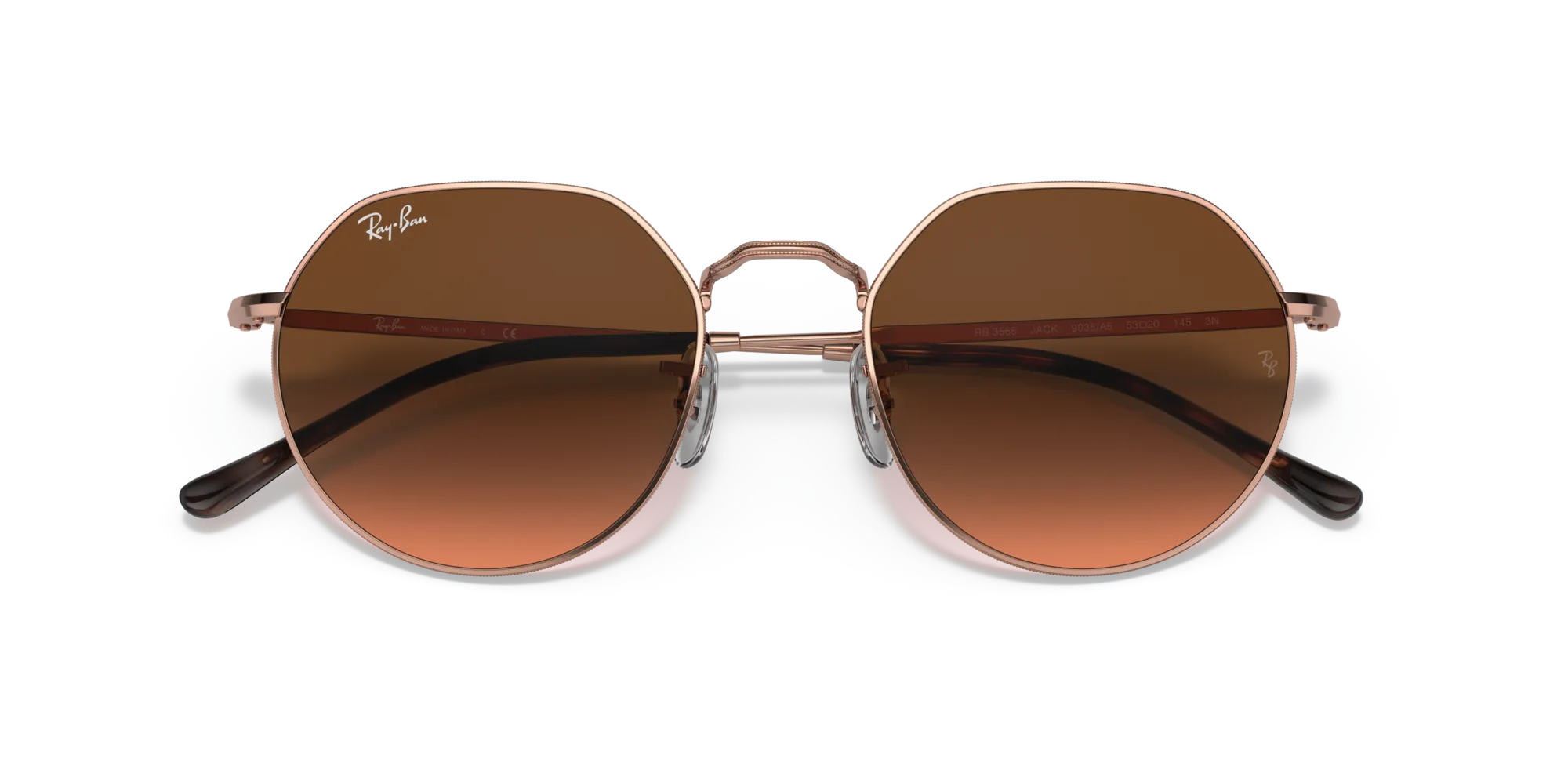 Ray - Ban RB3565 JACK 9035A5 Occhiali da sole Metallo Bronzo Rosa Geometrica Normale Sfumato - immagine 2