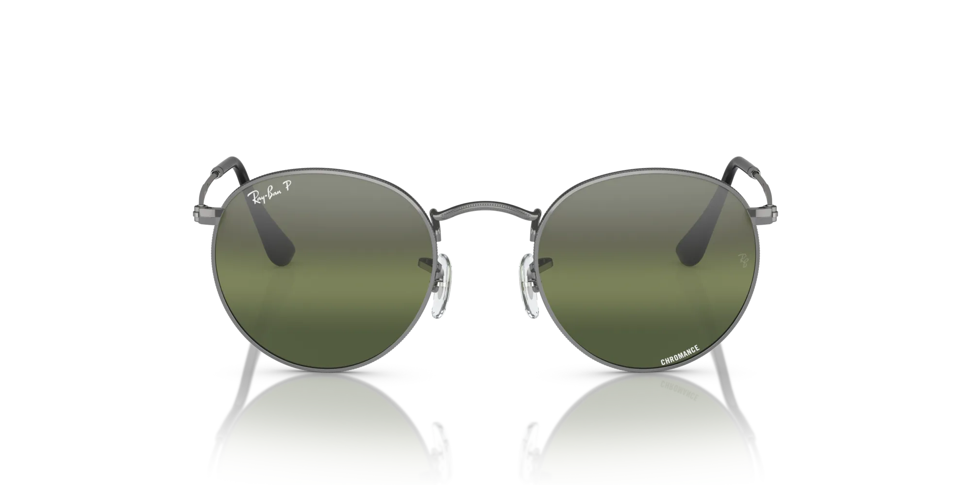Ray - Ban RB3447 ROUND METAL 004/G4 Occhiali da sole Metallo Grigio Verde Rotonda Polarizzata Specchiato - immagine 3