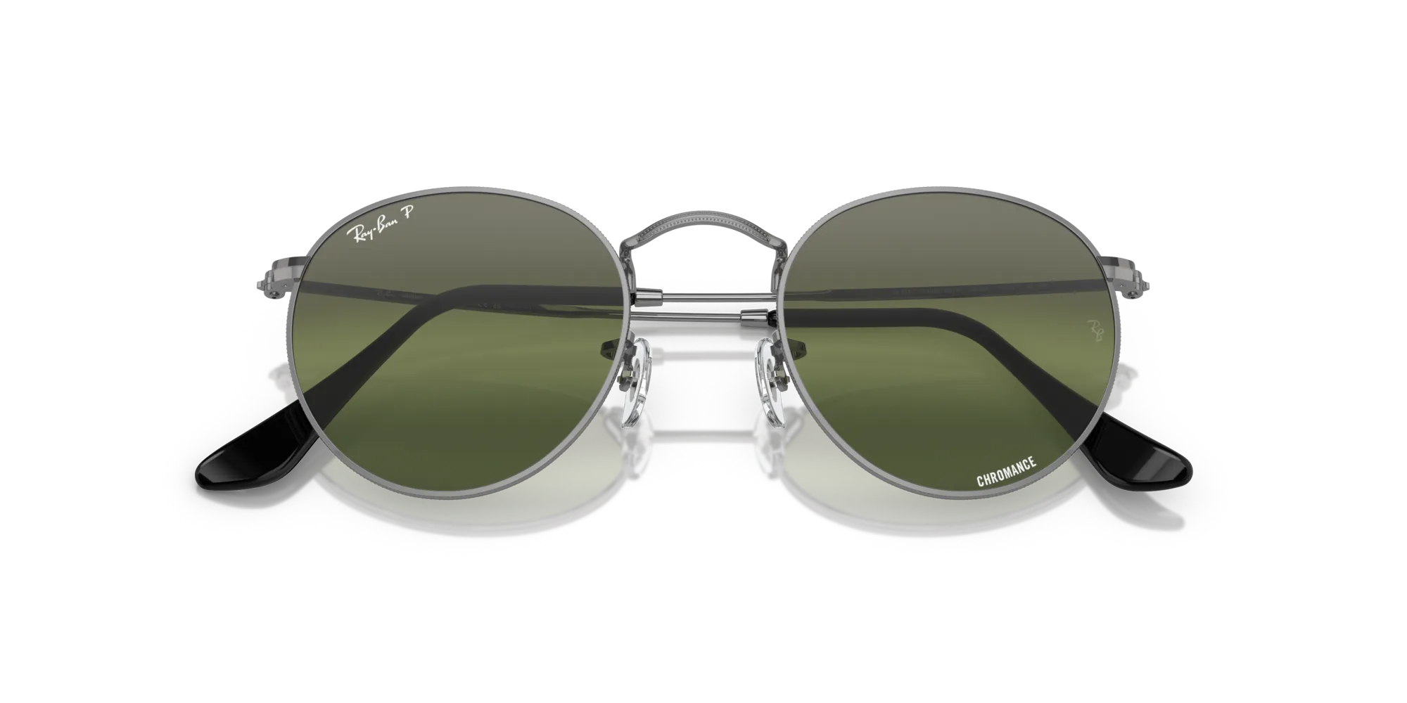 Ray - Ban RB3447 ROUND METAL 004/G4 Occhiali da sole Metallo Grigio Verde Rotonda Polarizzata Specchiato - immagine 2