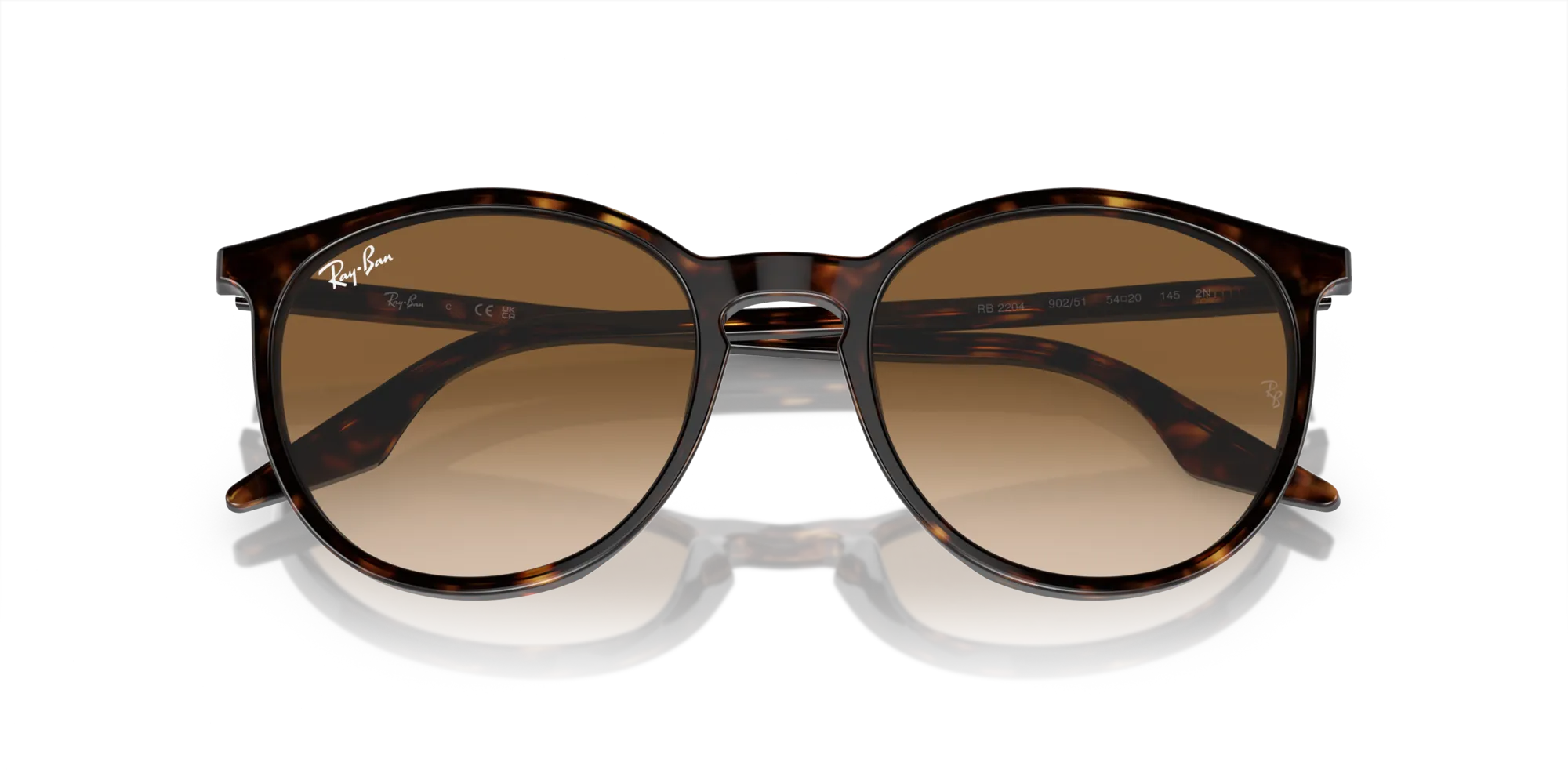 Ray - Ban RB2204 902/51 Occhiali da sole Acetato Tartaruga Marrone Pantos Normale Sfumato - immagine 2