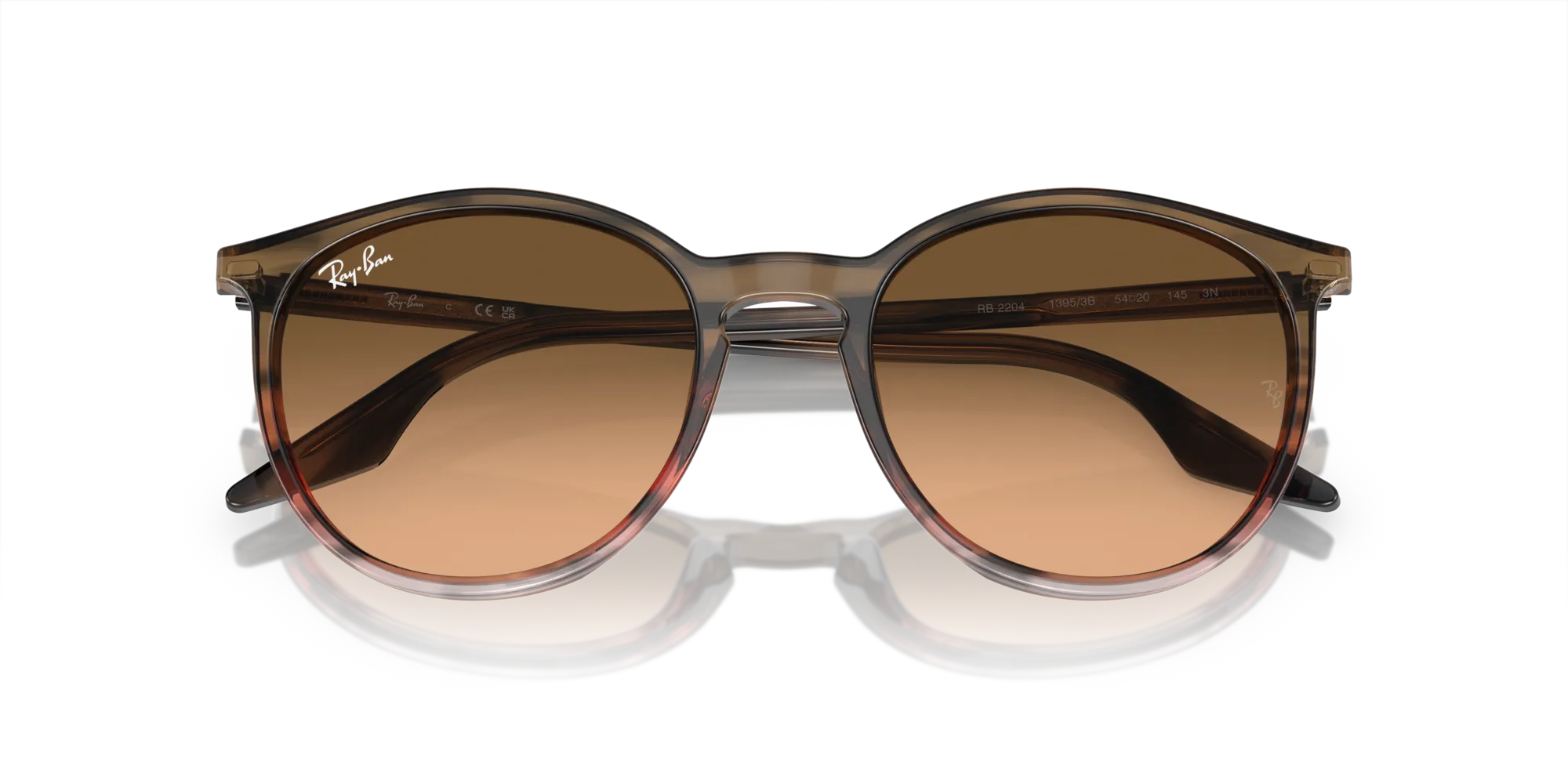 Ray - Ban RB2204 13953B Occhiali da sole Acetato Marrone Rosa Pantos Normale Sfumato - immagine 2