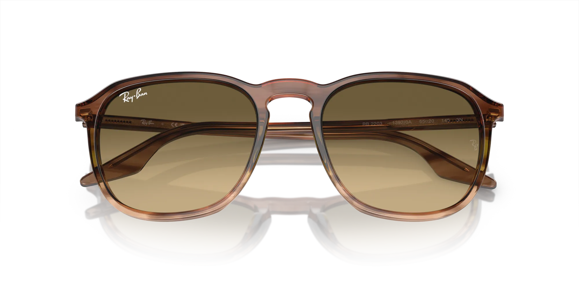 Ray - Ban RB2203 13920A Occhiali da sole Acetato Marrone Marrone Squadrata Normale Sfumato - immagine 2