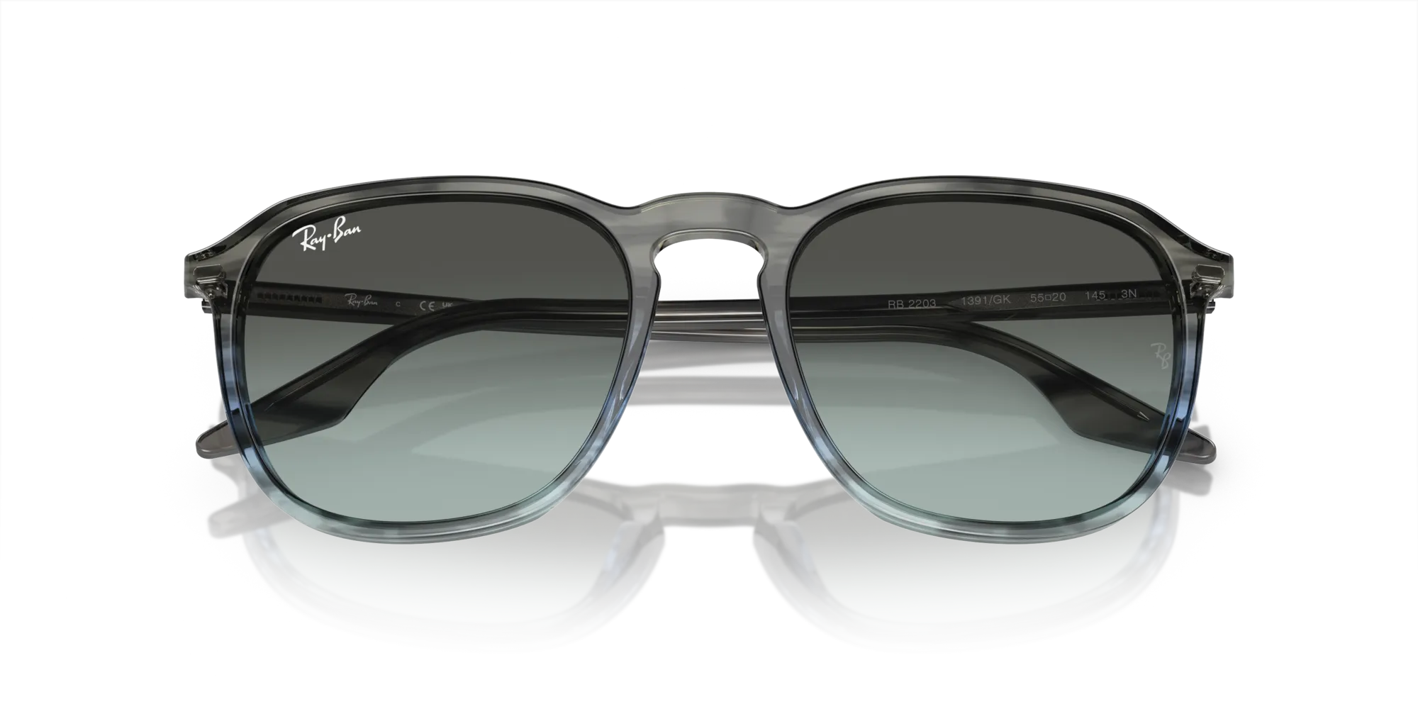 Ray - Ban RB2203 1391GK Occhiali da sole Acetato Blu Blu Squadrata Normale Sfumato - immagine 2