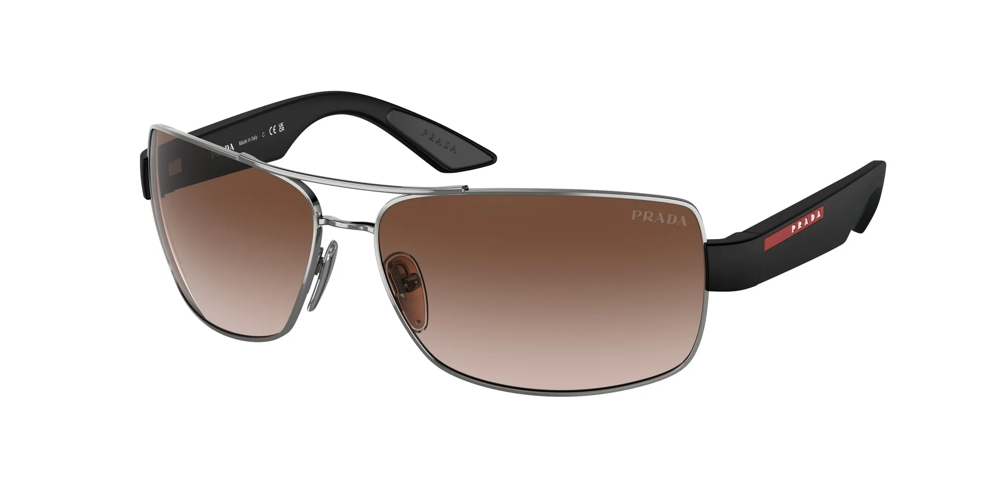 Prada Linea Rossa PS 50ZS 5AV02P Occhiali da sole Metallo Grigio Marrone Pillow Normale Sfumato - immagine 1