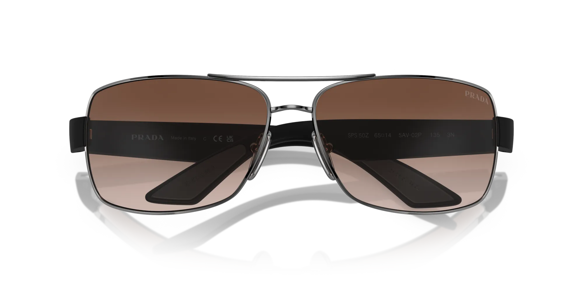 Prada Linea Rossa PS 50ZS 5AV02P Occhiali da sole Metallo Grigio Marrone Pillow Normale Sfumato - immagine 2