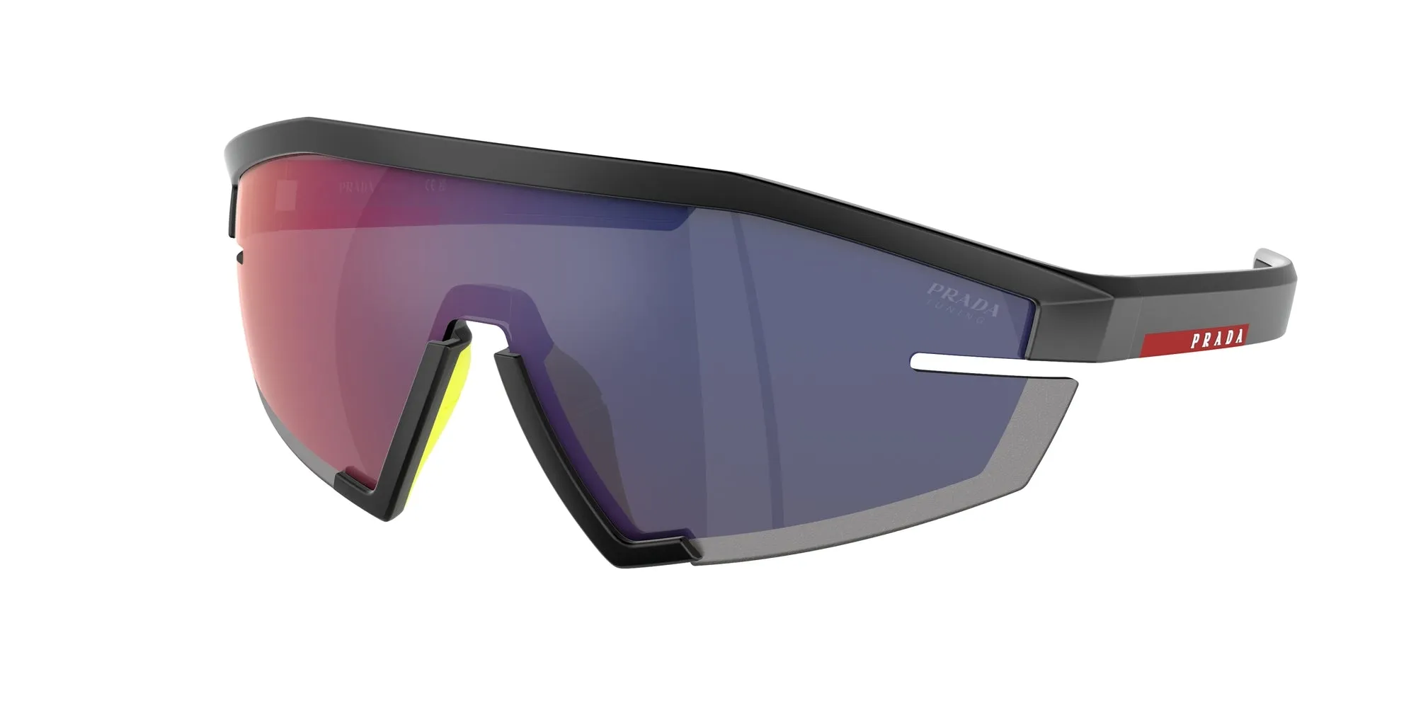 Prada Linea Rossa PS 03ZS 1BO10A Occhiali da sole Iniettato Nero Rosso Geometrica Normale - immagine 1