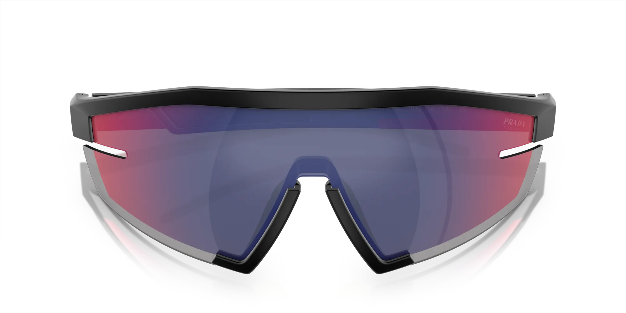 Prada Linea Rossa PS 03ZS 1BO10A Occhiali da sole Iniettato Nero Rosso Geometrica Normale - immagine 2