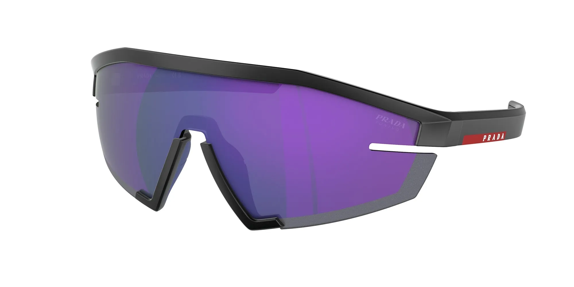 Prada Linea Rossa PS 03ZS 1BO05U Occhiali da sole Iniettato Nero Blu Geometrica Normale Specchiato - immagine 1