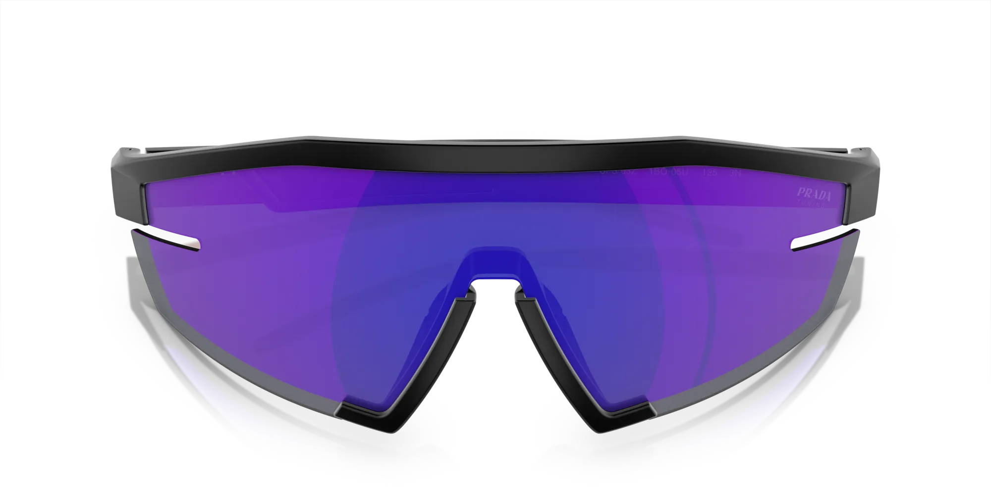 Prada Linea Rossa PS 03ZS 1BO05U Occhiali da sole Iniettato Nero Blu Geometrica Normale Specchiato - immagine 2