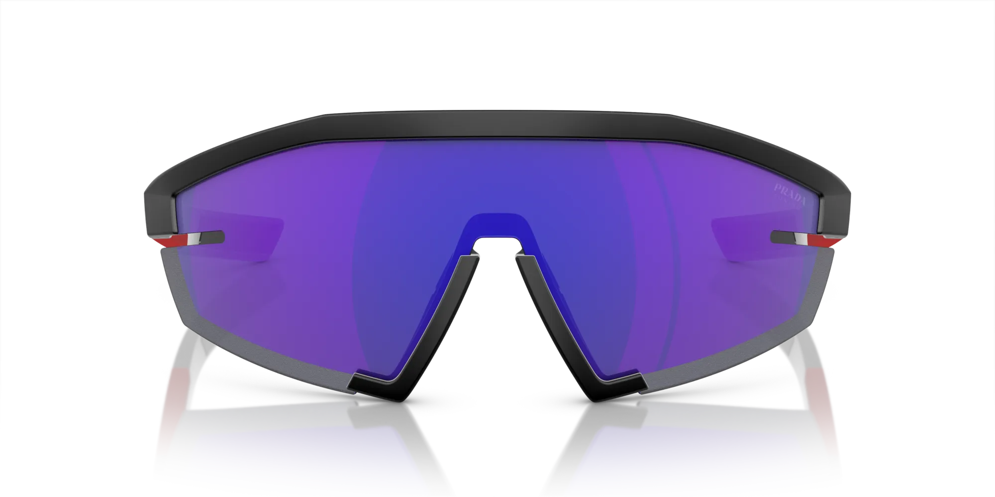 Prada Linea Rossa PS 03ZS 1BO05U Occhiali da sole Iniettato Nero Blu Geometrica Normale Specchiato - immagine 3