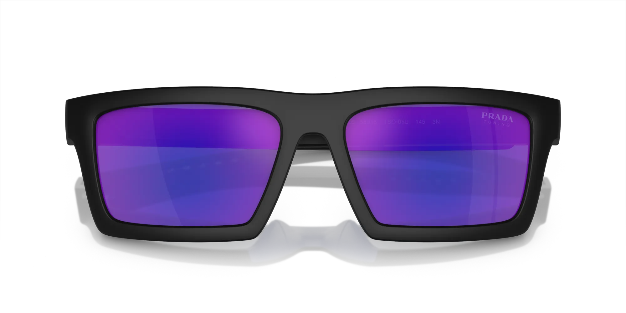Prada Linea Rossa PS 02ZSU 1BO05U Occhiali da sole Iniettato Nero Blu Squadrata Normale Specchiato - immagine 2