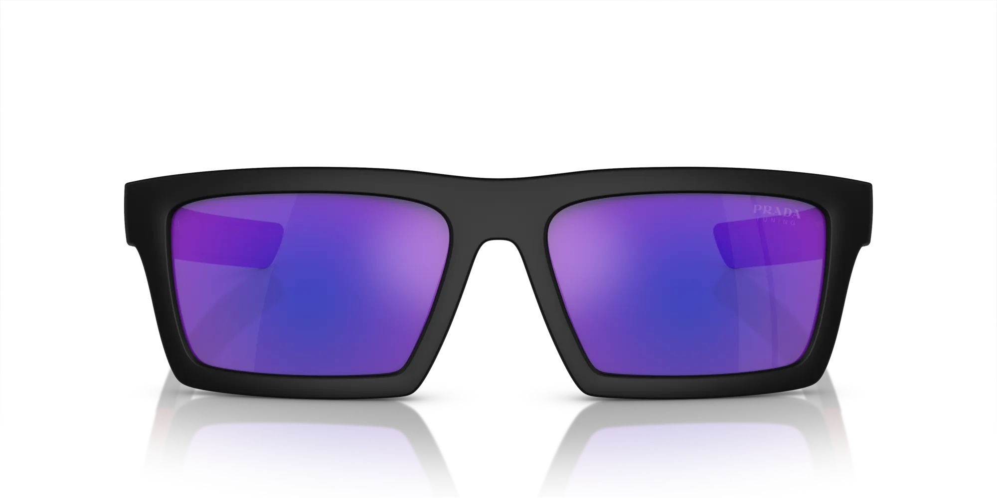 Prada Linea Rossa PS 02ZSU 1BO05U Occhiali da sole Iniettato Nero Blu Squadrata Normale Specchiato - immagine 3