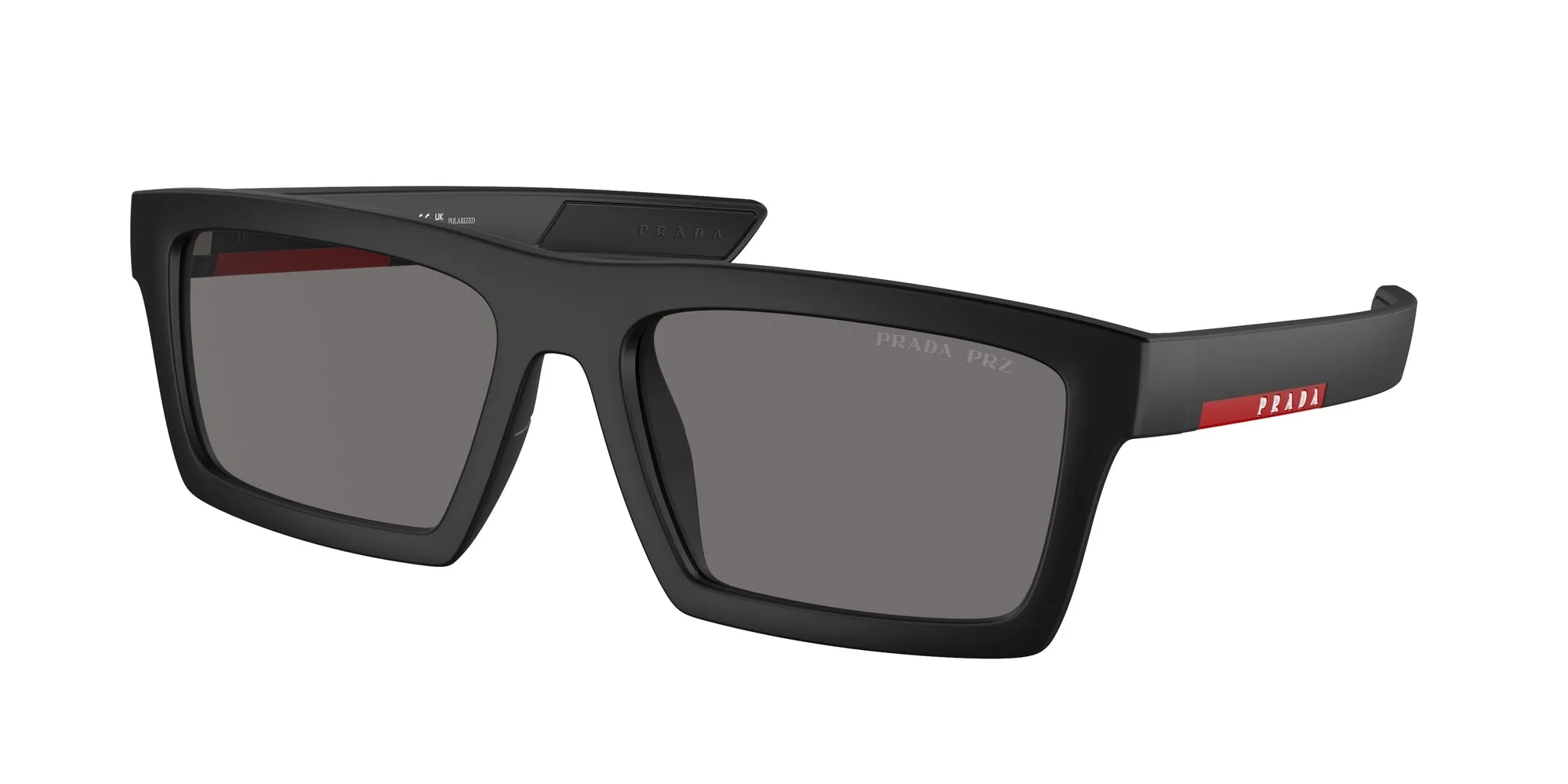Prada Linea Rossa PS 02ZSU 1BO02G Occhiali da sole Nylon Nero Grigio Squadrata Polarizzata - immagine 1