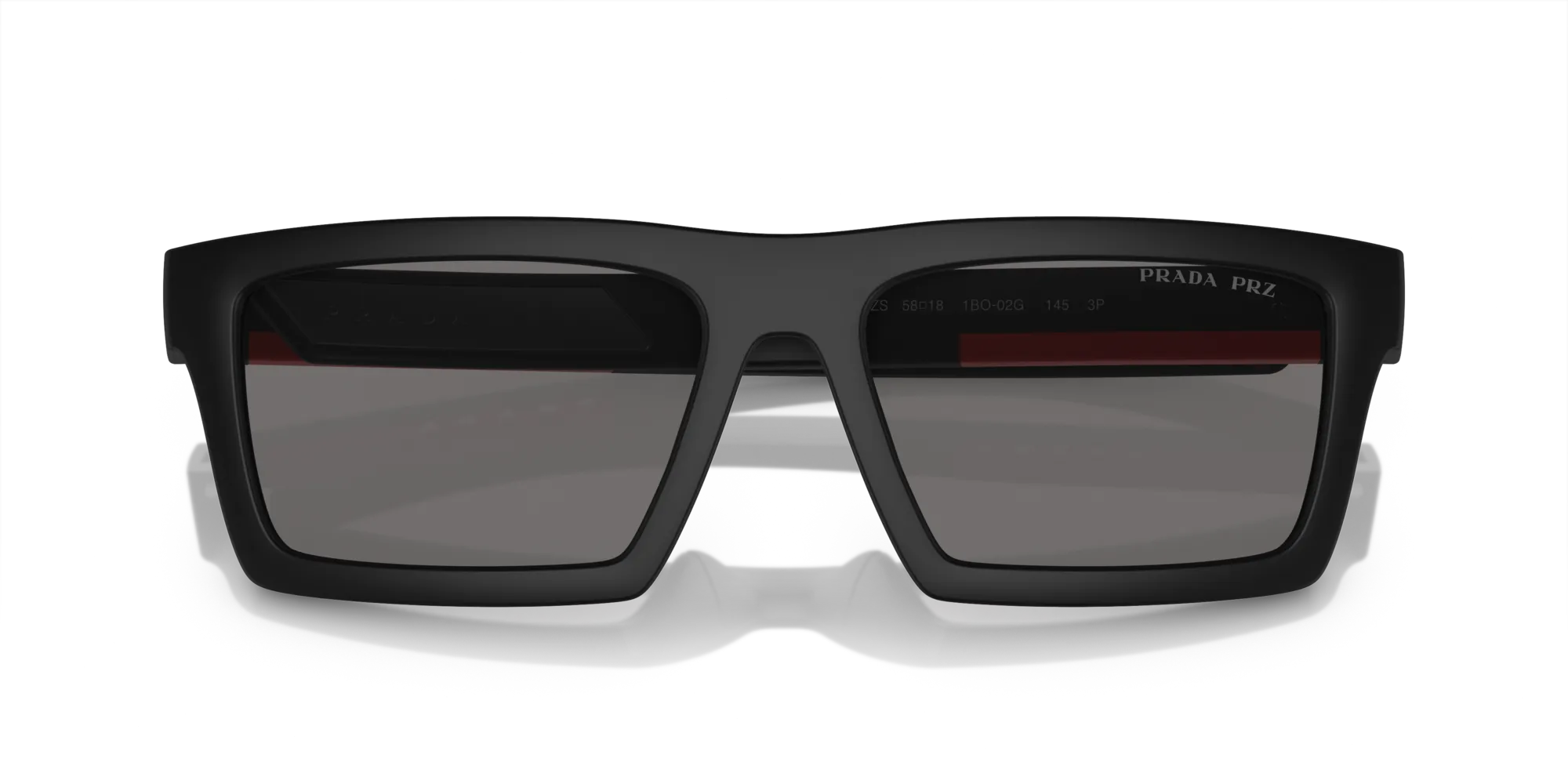 Prada Linea Rossa PS 02ZSU 1BO02G Occhiali da sole Nylon Nero Grigio Squadrata Polarizzata - immagine 2