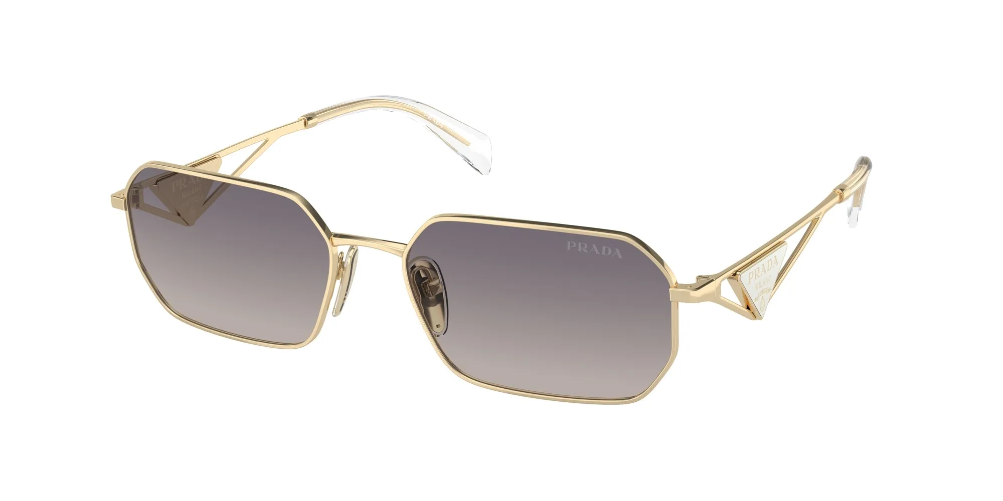 Prada PR A51S ZVN30C Occhiali da sole Metallo Oro Blu Geometrica Normale Sfumato - immagine 1