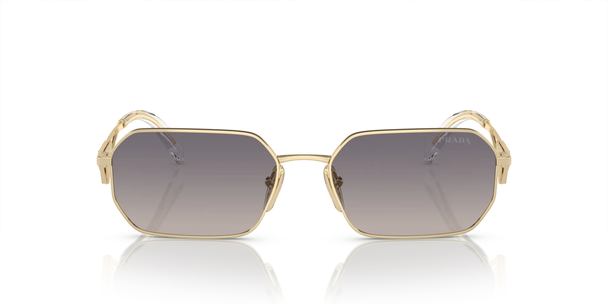 Prada PR A51S ZVN30C Occhiali da sole Metallo Oro Blu Geometrica Normale Sfumato - immagine 3