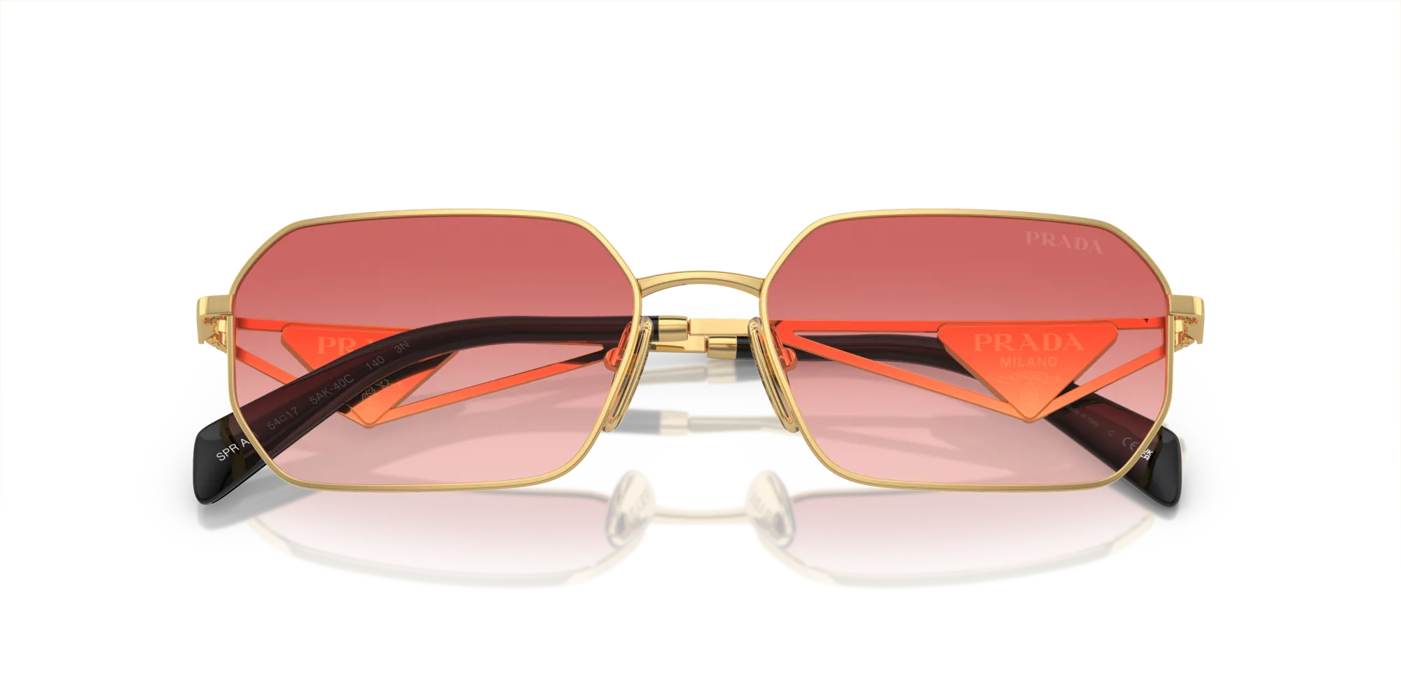Prada PR A51S 5AK40C Occhiali da sole Acciaio Oro Rosa Geometrica Normale Sfumato - immagine 2