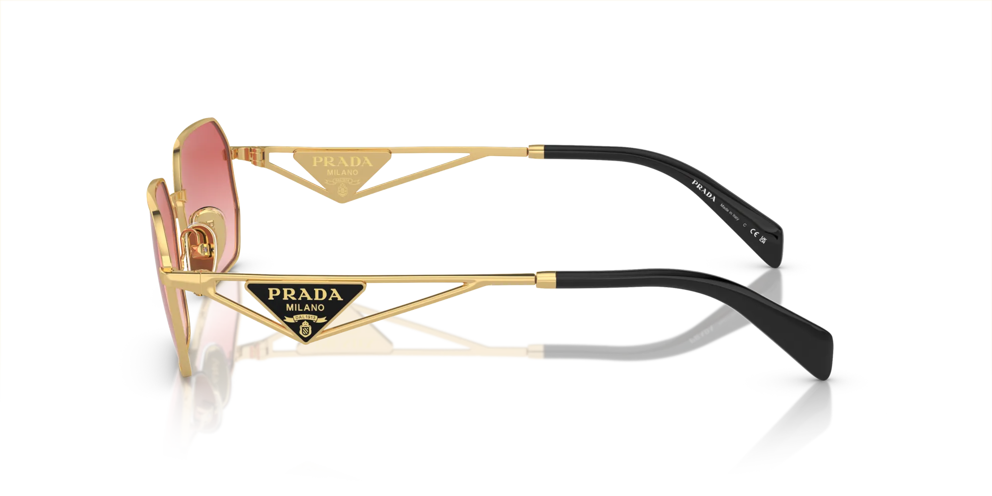 Prada PR A51S 5AK40C Occhiali da sole Acciaio Oro Rosa Geometrica Normale Sfumato - immagine 4