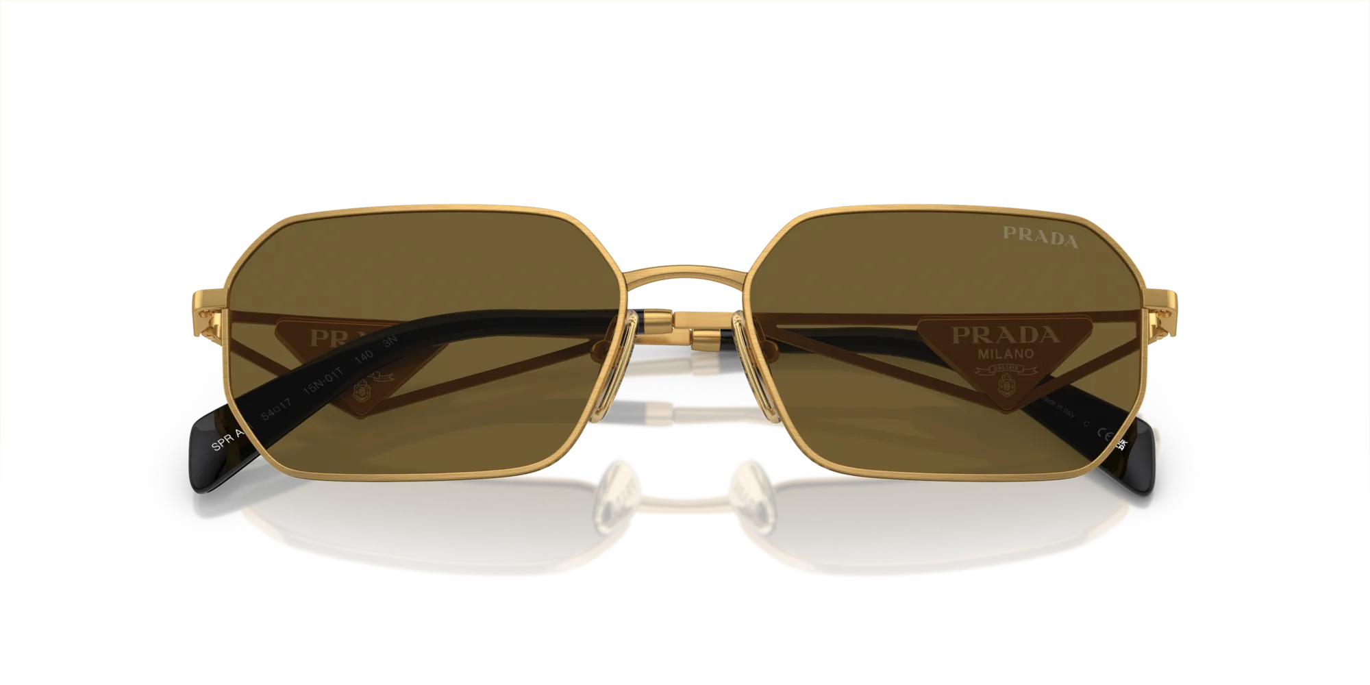 Prada PR A51S 15N01T Occhiali da sole Acciaio Oro Marrone Geometrica Normale - immagine 2