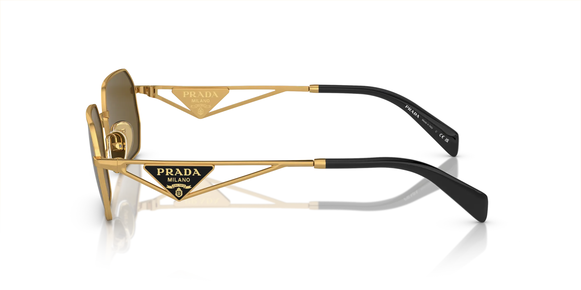 Prada PR A51S 15N01T Occhiali da sole Acciaio Oro Marrone Geometrica Normale - immagine 4