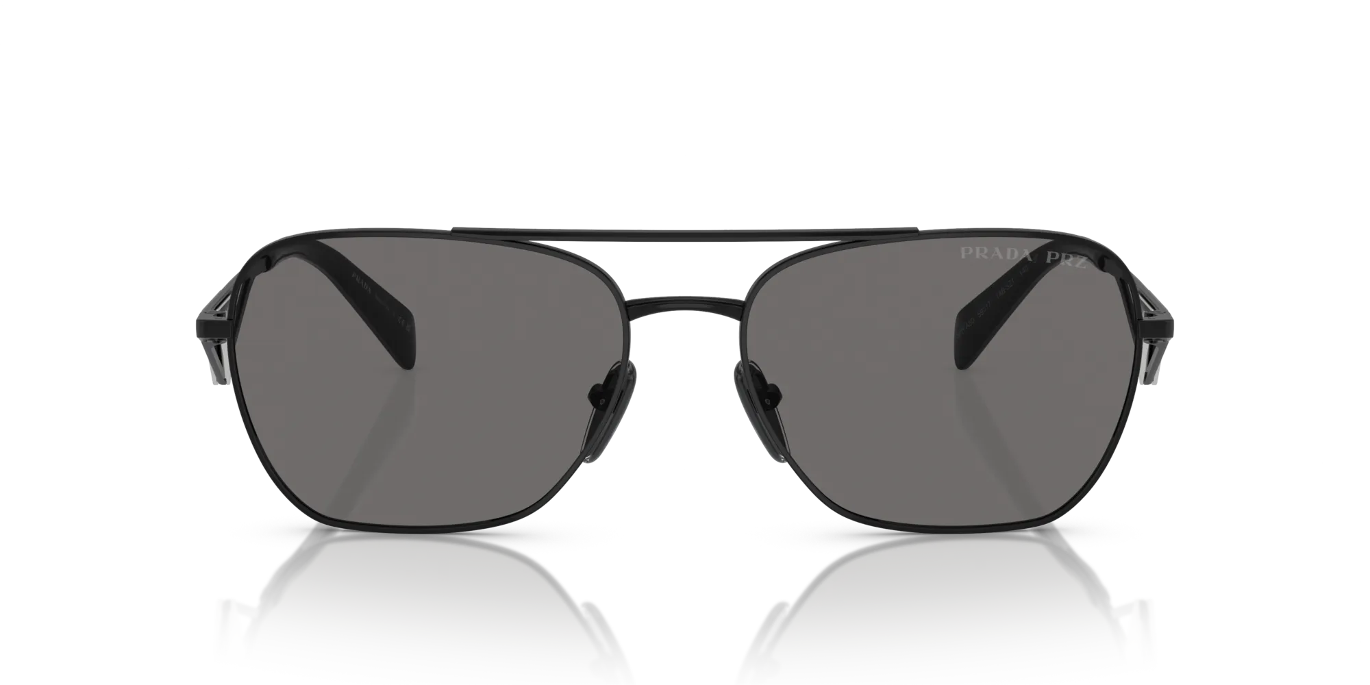 Prada PR A50S 1AB5Z1 Occhiali da sole Metallo Nero Grigio Pillow Polarizzata - immagine 3