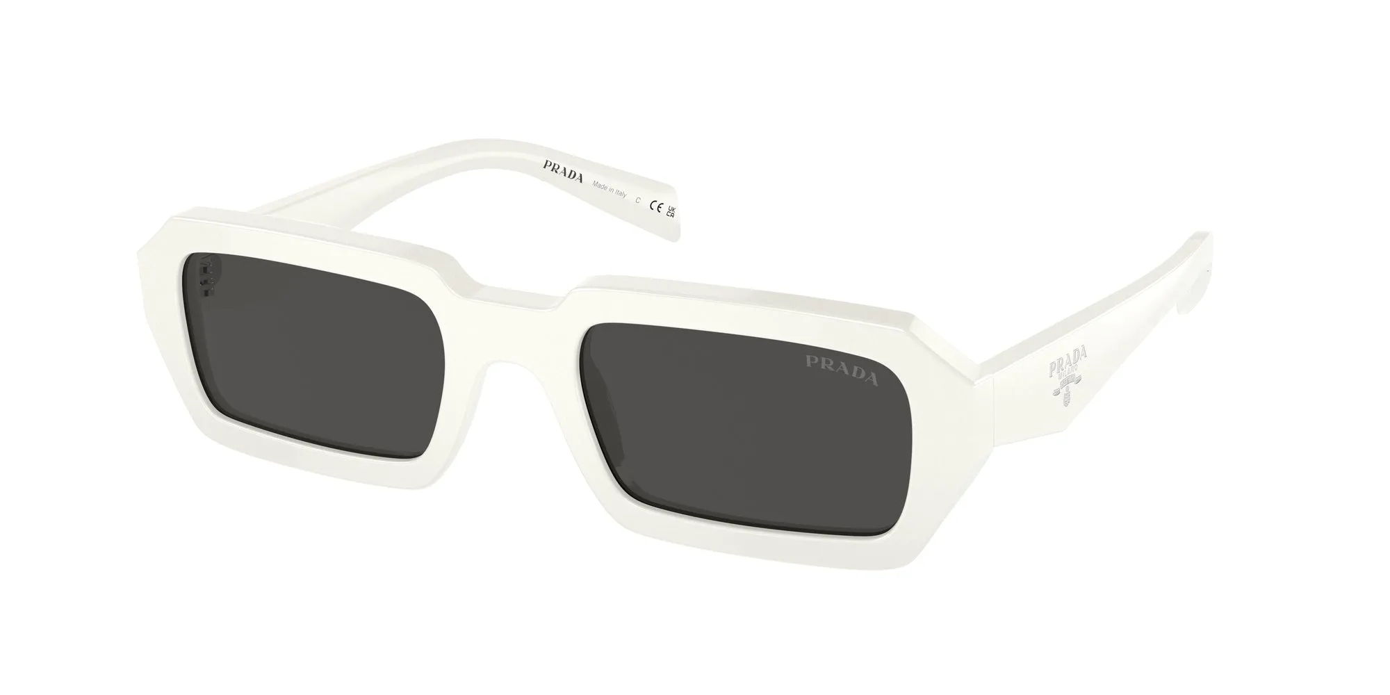 Prada PR A12S 17K08Z Occhiali da sole Acetato Bianco Grigio Geometrica Normale - immagine 1