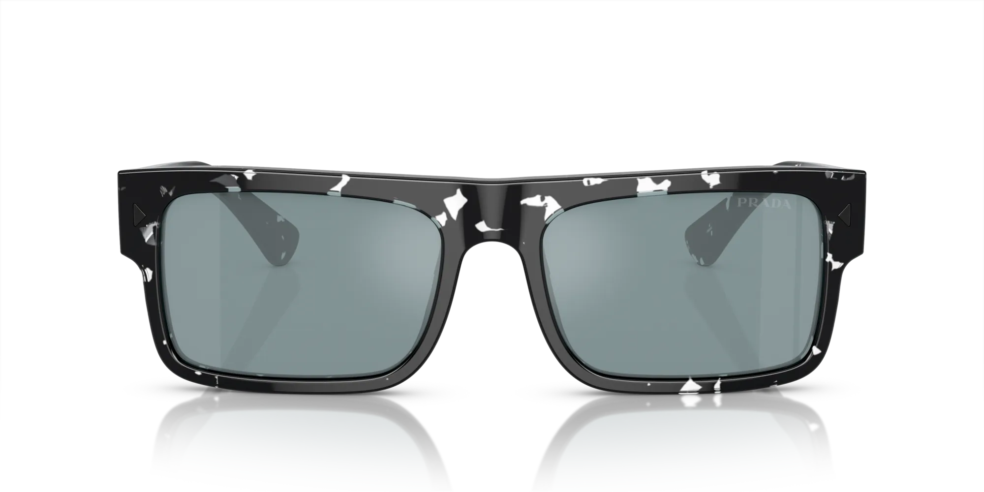 Prada PR A10S 15O01A Occhiali da sole Acetato Marrone Azzurro Squadrata Specchiate Specchiato - immagine 3