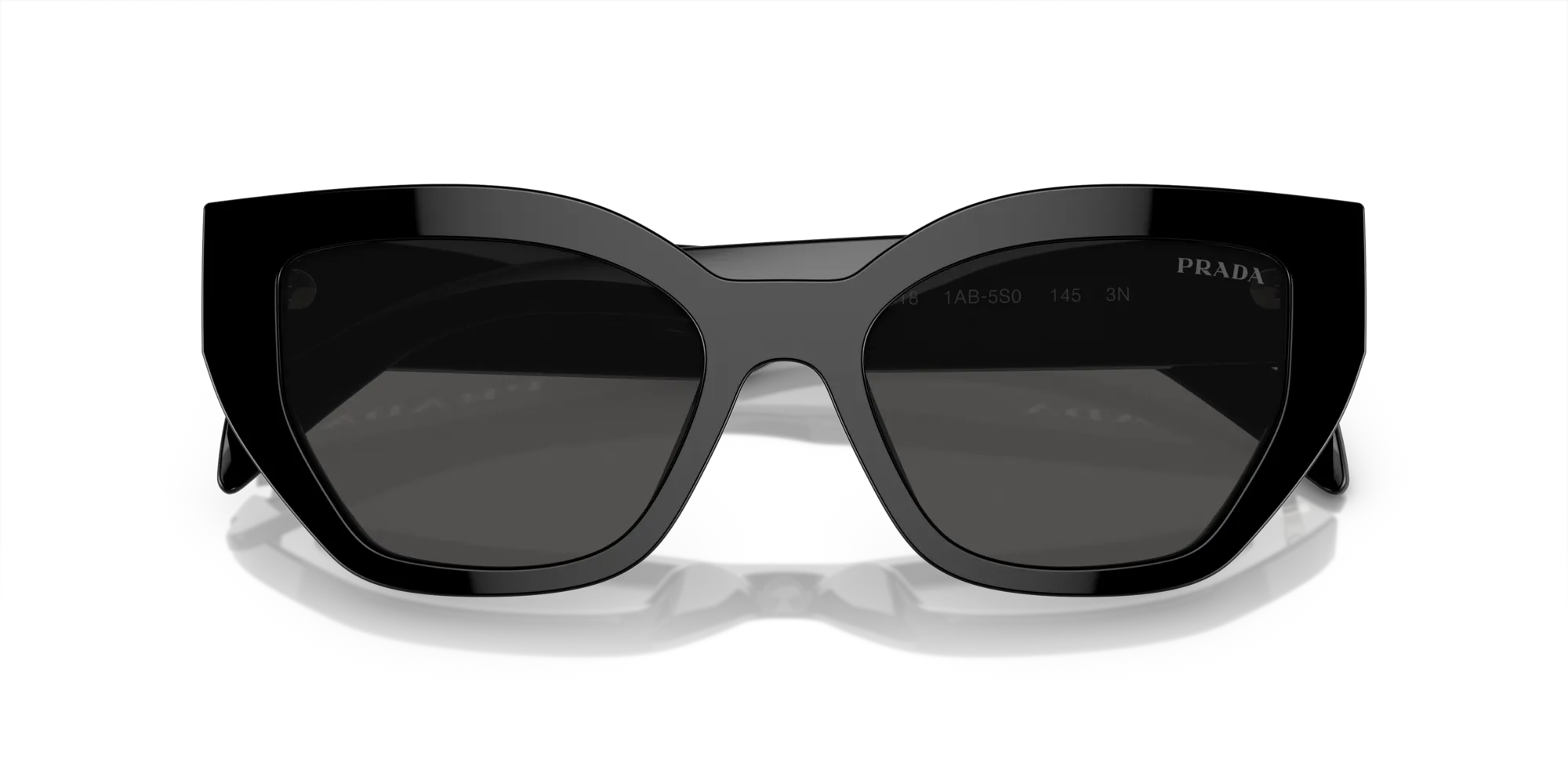 Prada PR A09S 1AB5S0 Occhiali da sole Acetato Nero Grigio Farfalla Normale - immagine 2