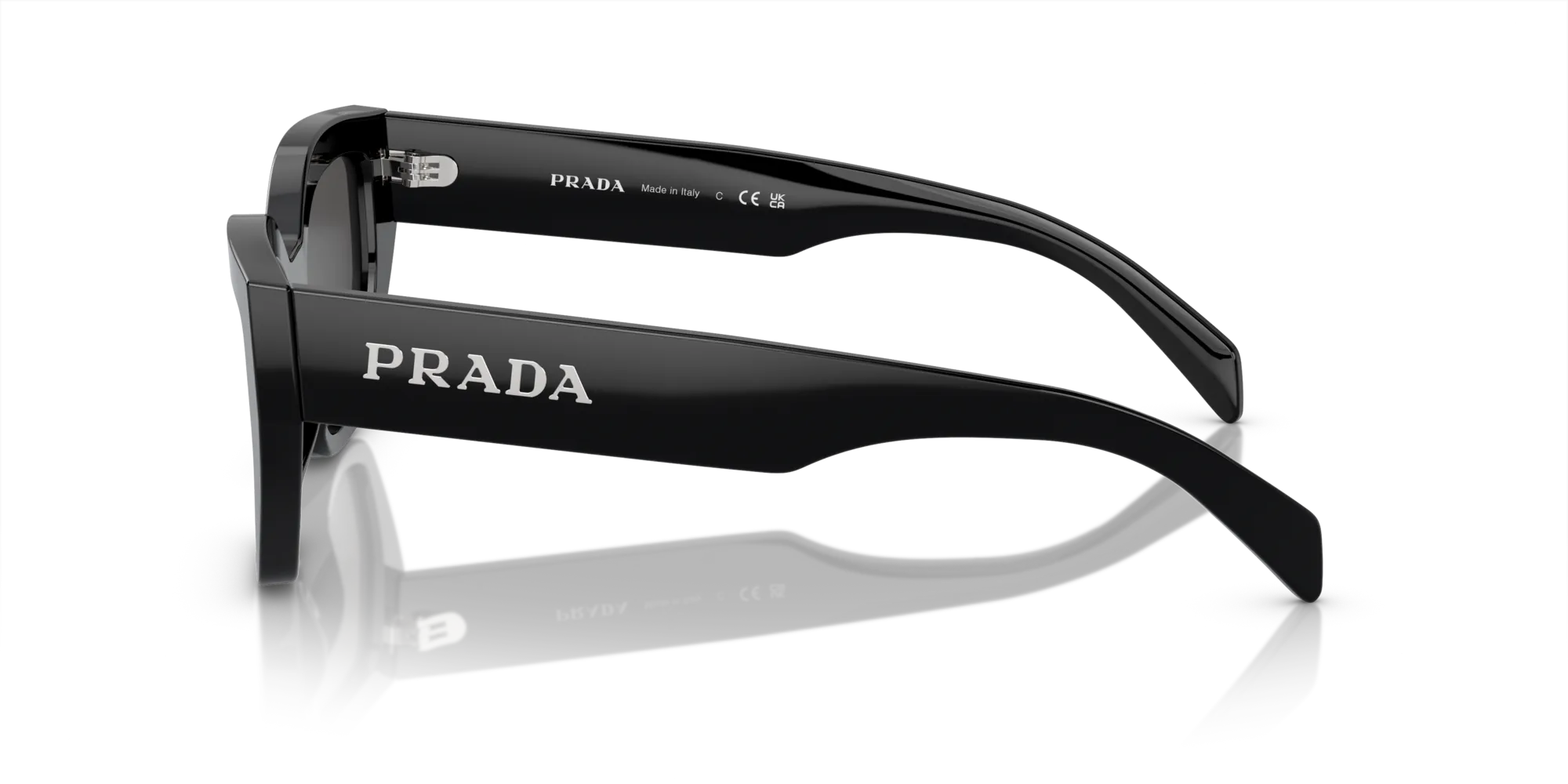 Prada PR A09S 1AB5S0 Occhiali da sole Acetato Nero Grigio Farfalla Normale - immagine 4