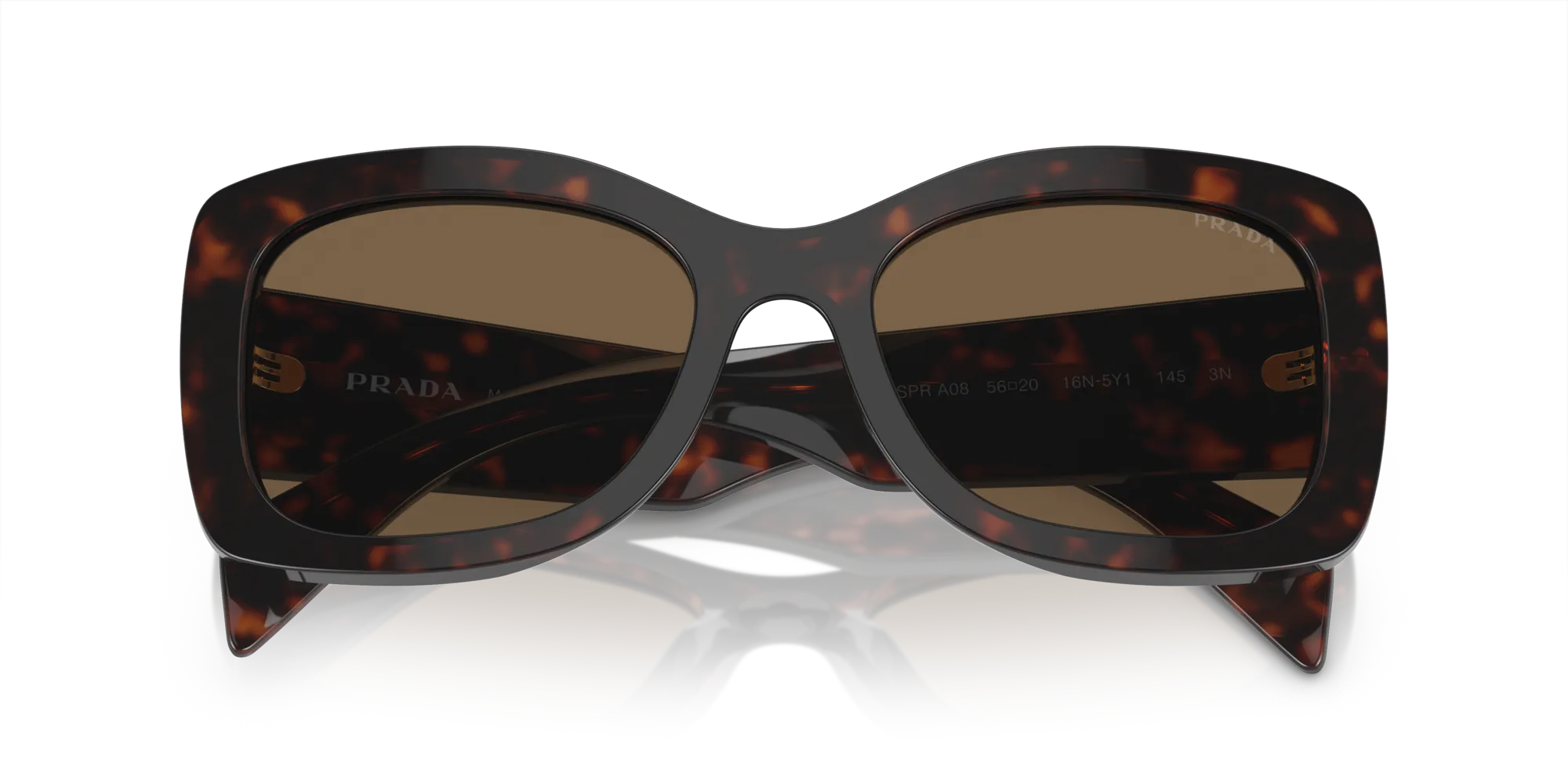 Prada PR A08S 16N5Y1 Occhiali da sole Acetato Marrone Marrone Rotonda Normale - immagine 2