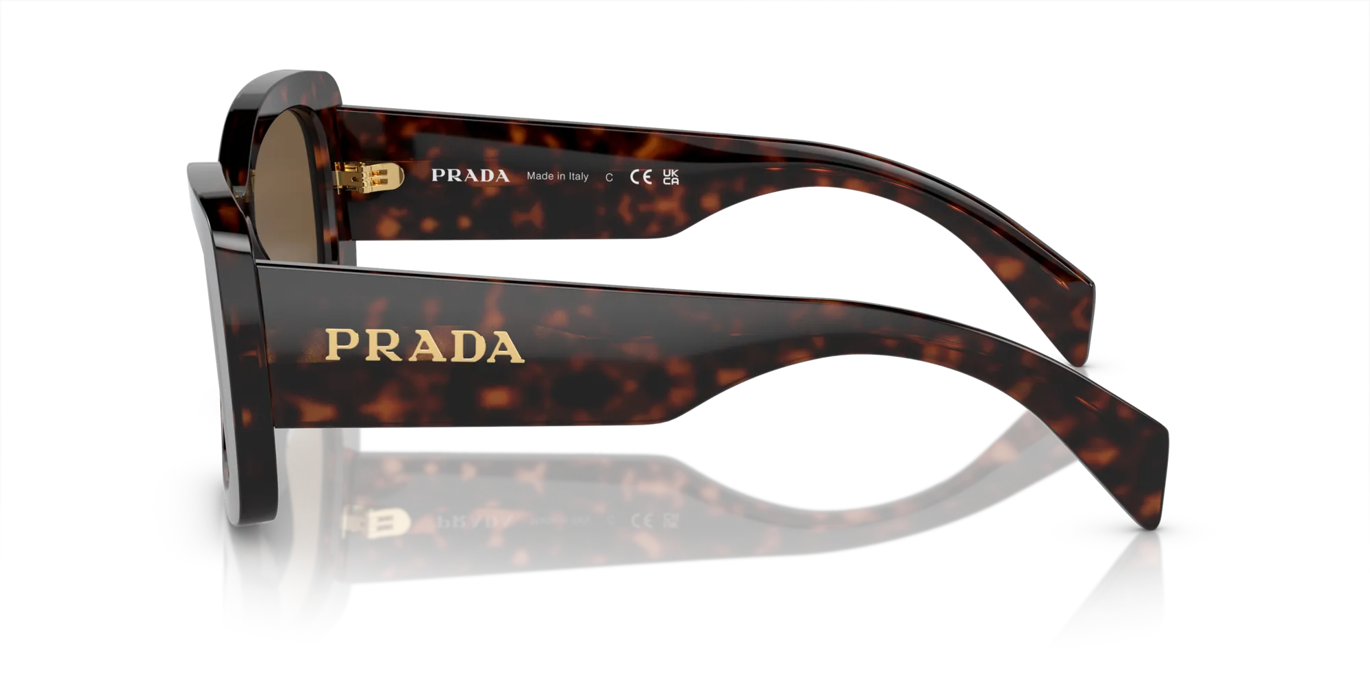 Prada PR A08S 16N5Y1 Occhiali da sole Acetato Marrone Marrone Rotonda Normale - immagine 4