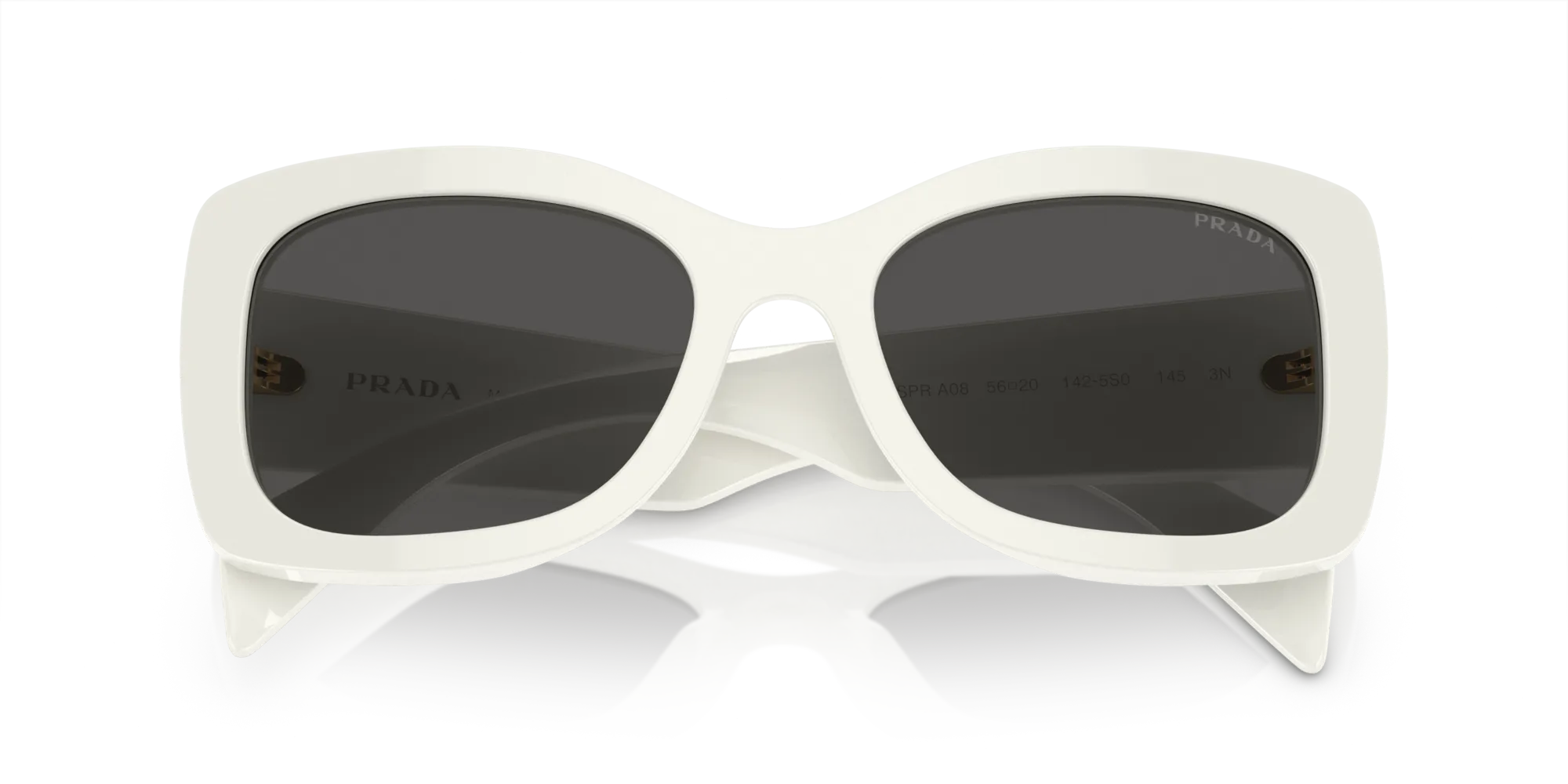 Prada PR A08S 1425S0 Occhiali da sole Acetato Bianco Grigio Rotonda Normale - immagine 2