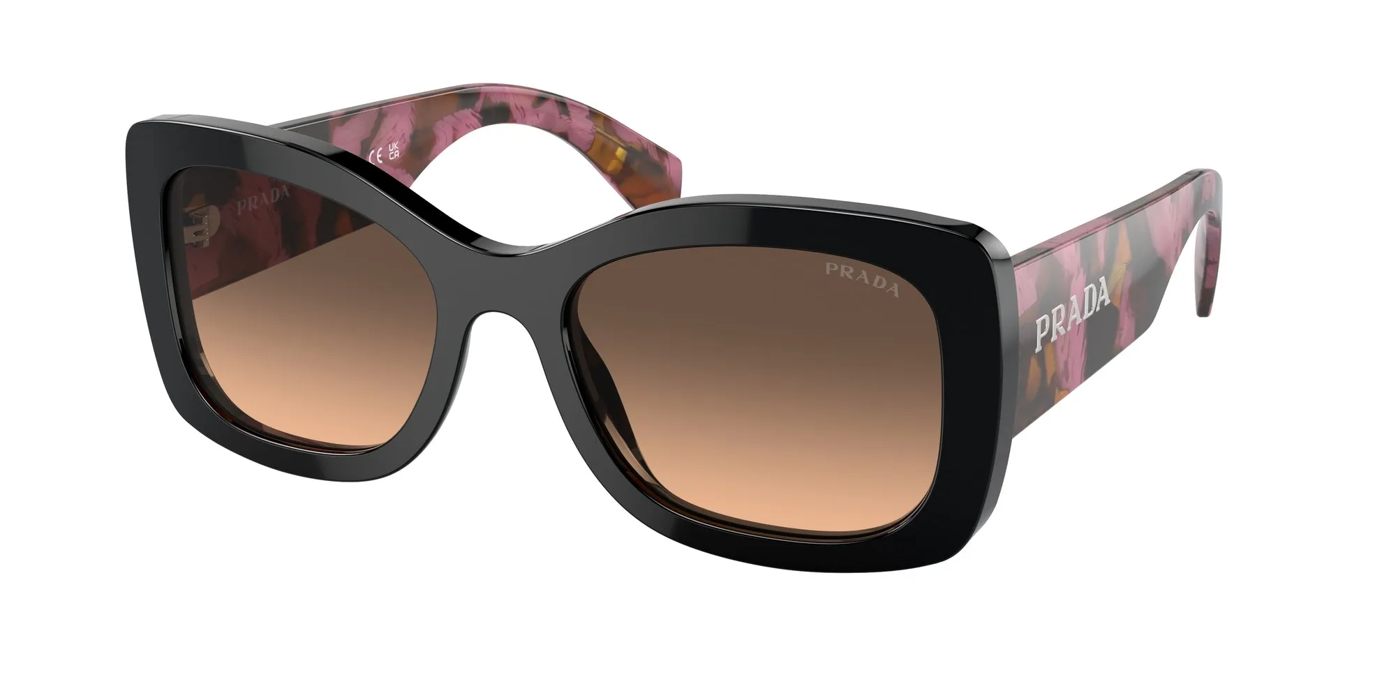Prada PR A08S 12O50C Occhiali da sole Acetato Viola Marrone Rotonda Normale Sfumato - immagine 1