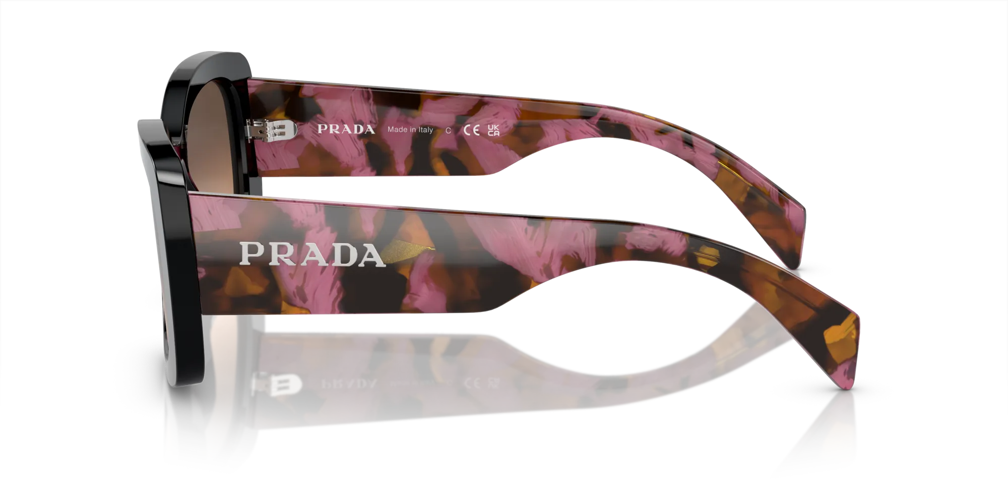 Prada PR A08S 12O50C Occhiali da sole Acetato Viola Marrone Rotonda Normale Sfumato - immagine 4