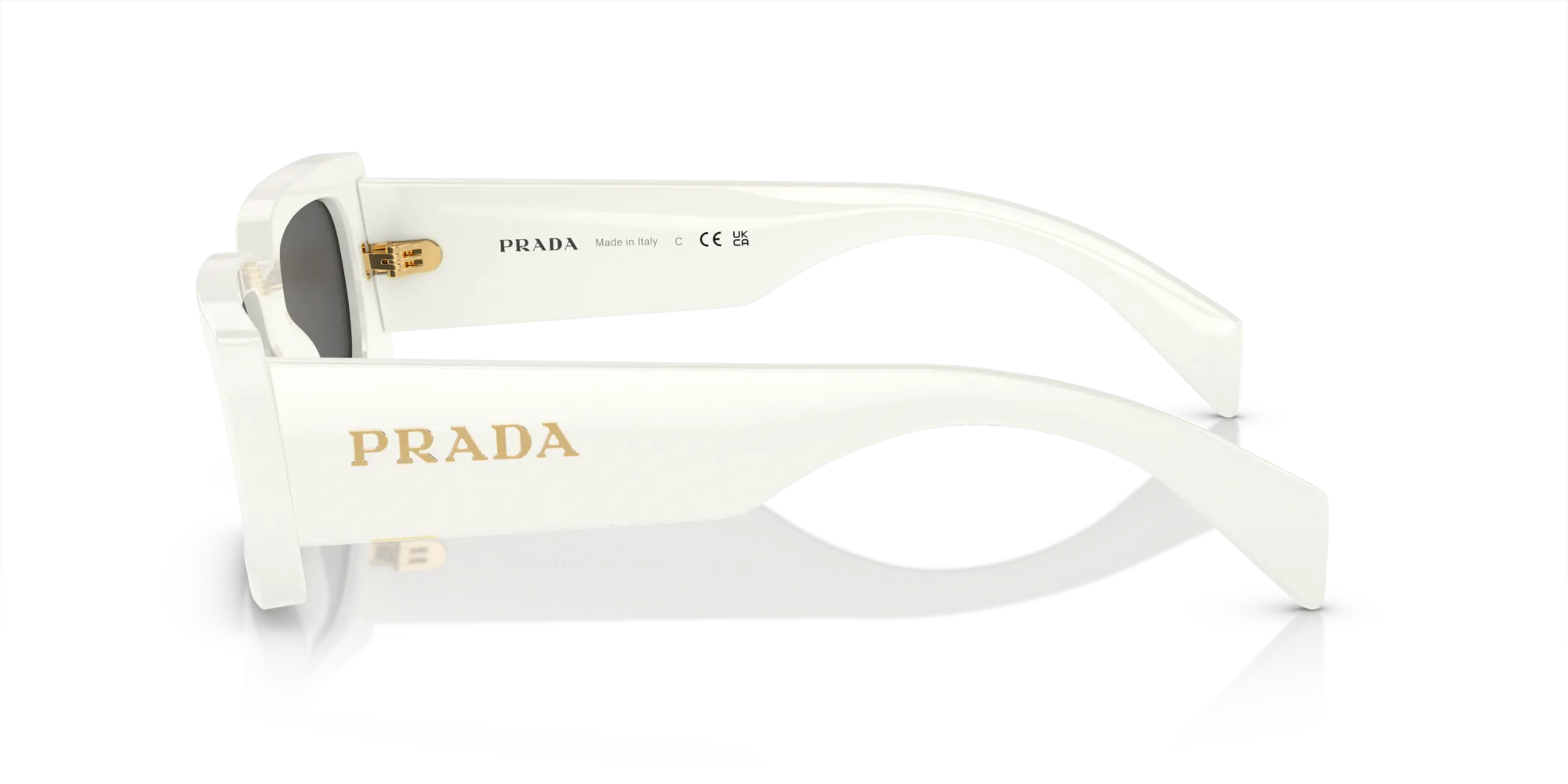 Prada PR A07S 1425S0 Occhiali da sole Acetato Bianco Grigio Pillow Normale - immagine 4
