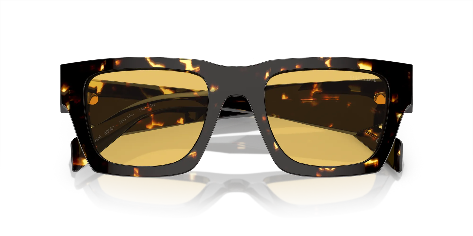 Prada PR A06S 16O10C Occhiali da sole Acetato Marrone Giallo Pillow Normale - immagine 2
