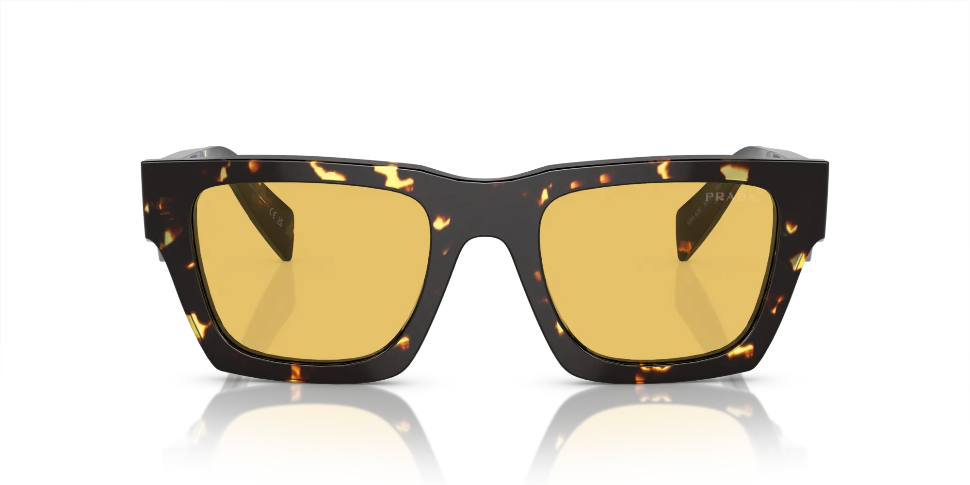 Prada PR A06S 16O10C Occhiali da sole Acetato Marrone Giallo Pillow Normale - immagine 3