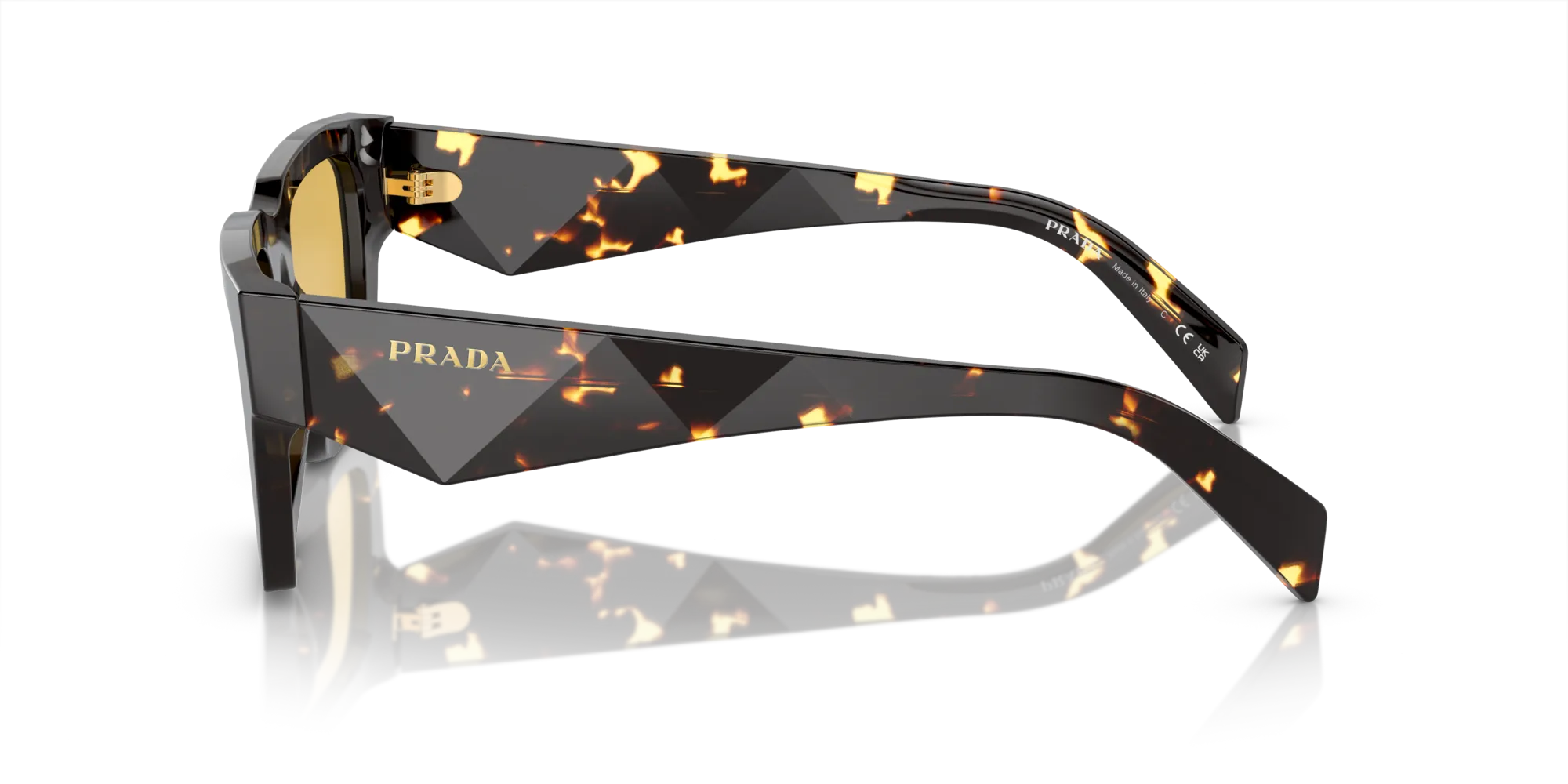 Prada PR A06S 16O10C Occhiali da sole Acetato Marrone Giallo Pillow Normale - immagine 4
