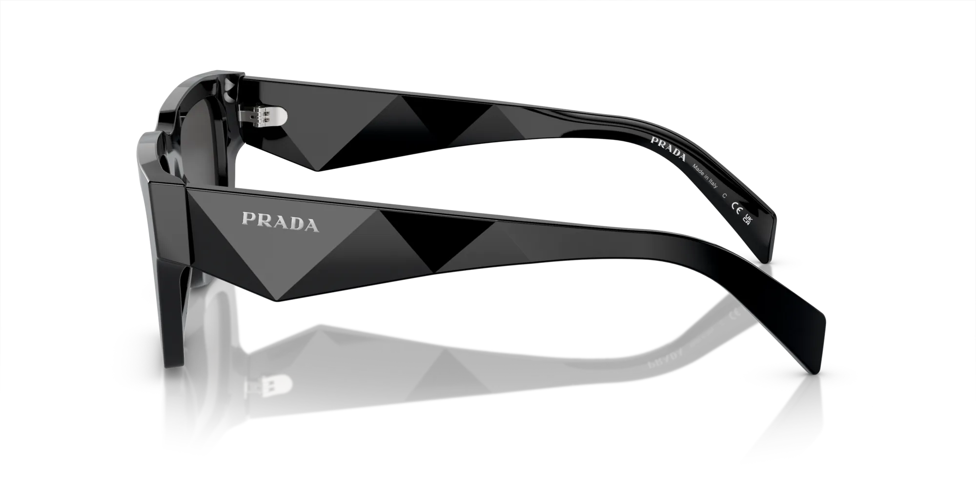 Prada PR A06S 16K08Z Occhiali da sole Acetato Nero Grigio Pillow Normale - immagine 4