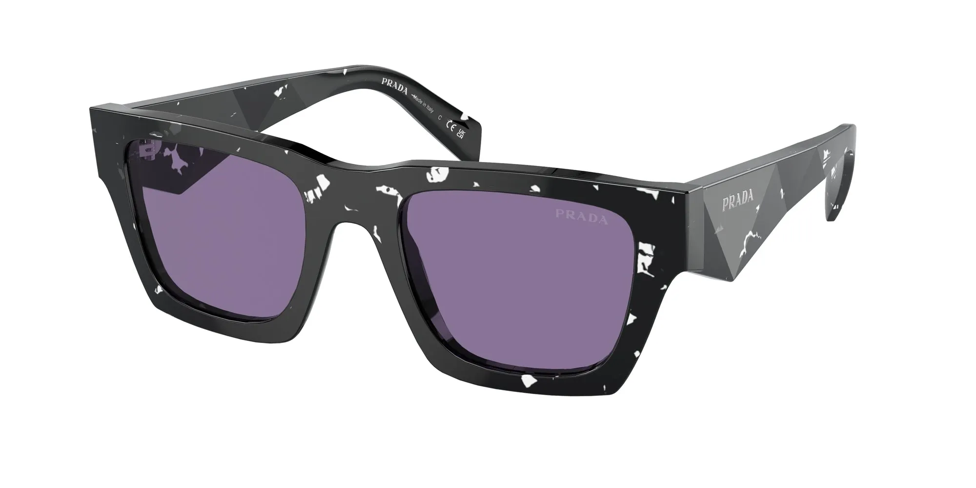 Prada PR A06S 15O50B Occhiali da sole Acetato Nero Viola Pillow Normale - immagine 1