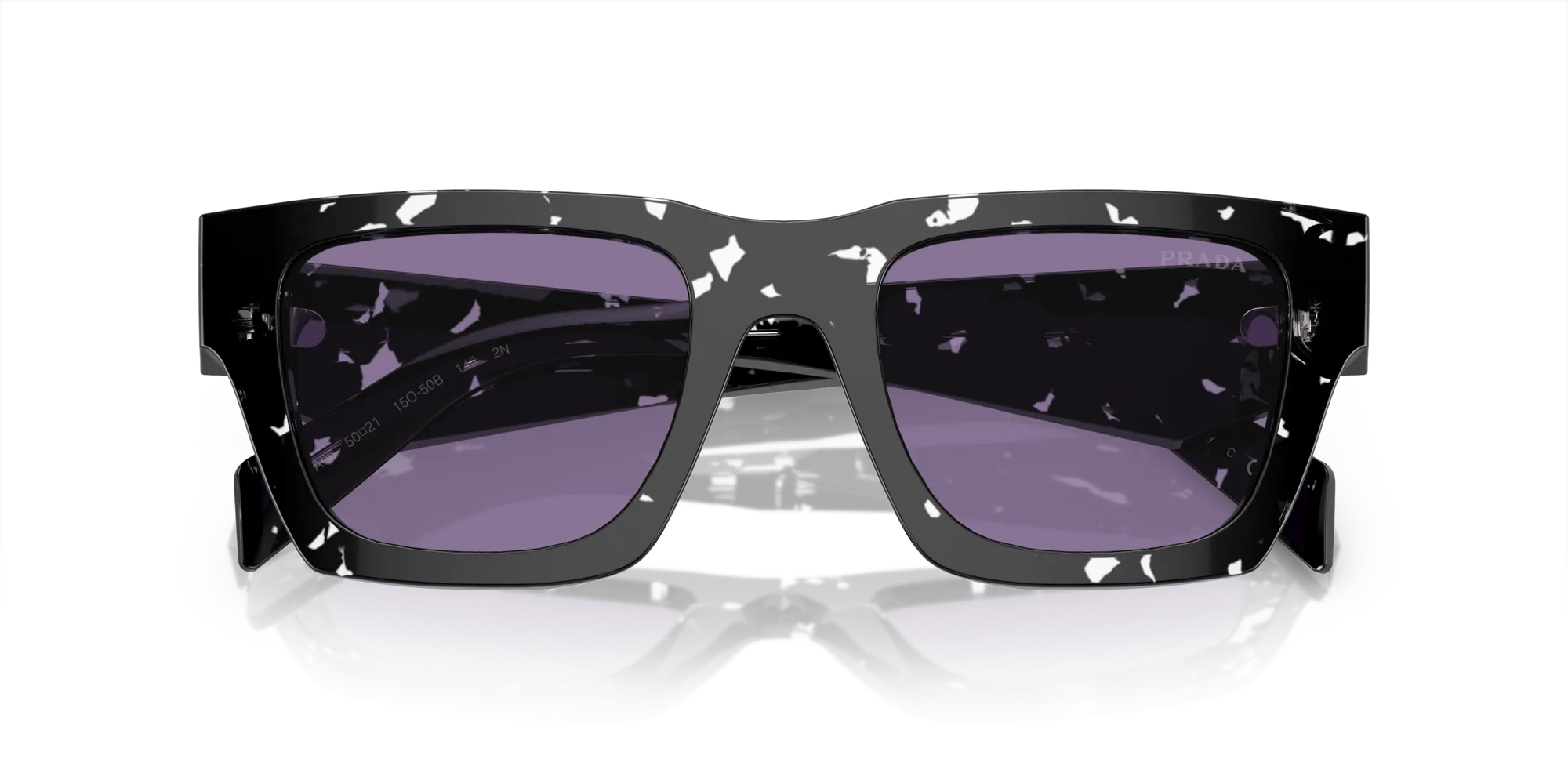 Prada PR A06S 15O50B Occhiali da sole Acetato Nero Viola Pillow Normale - immagine 2