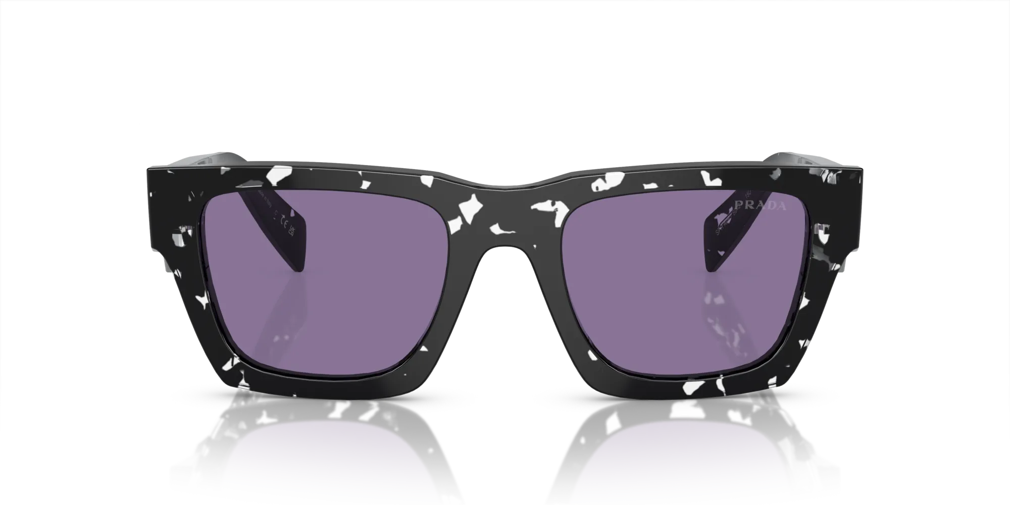 Prada PR A06S 15O50B Occhiali da sole Acetato Nero Viola Pillow Normale - immagine 3