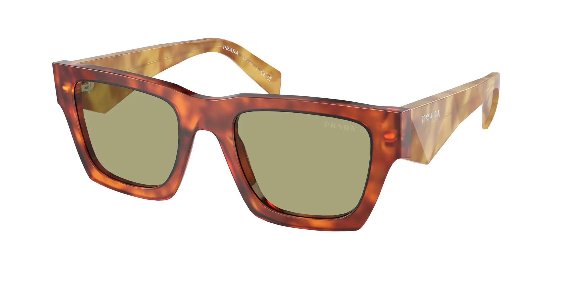 Prada PR A06S 11P60C Occhiali da sole Acetato Marrone Verde Pillow Normale - immagine 1