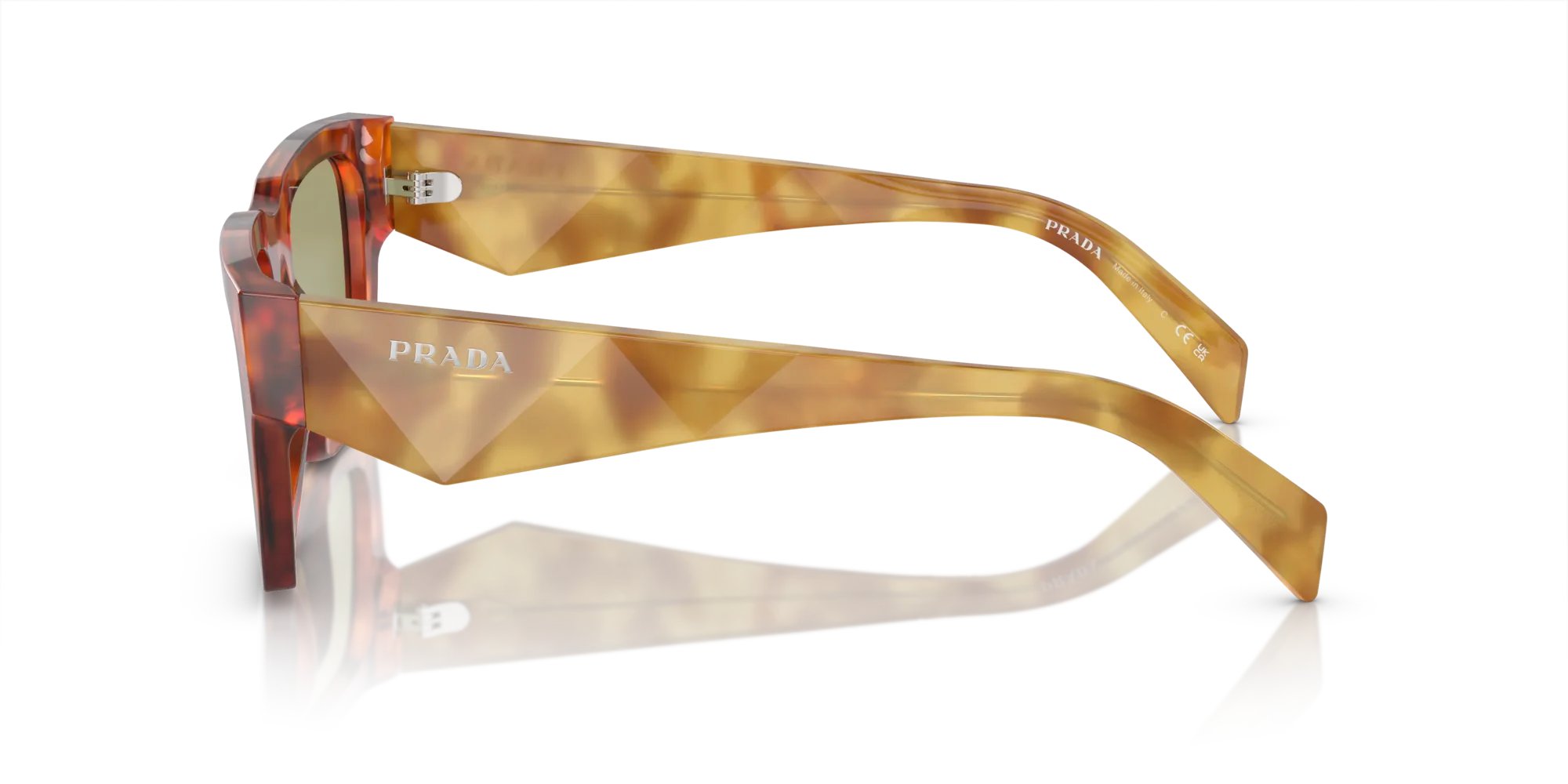 Prada PR A06S 11P60C Occhiali da sole Acetato Marrone Verde Pillow Normale - immagine 4