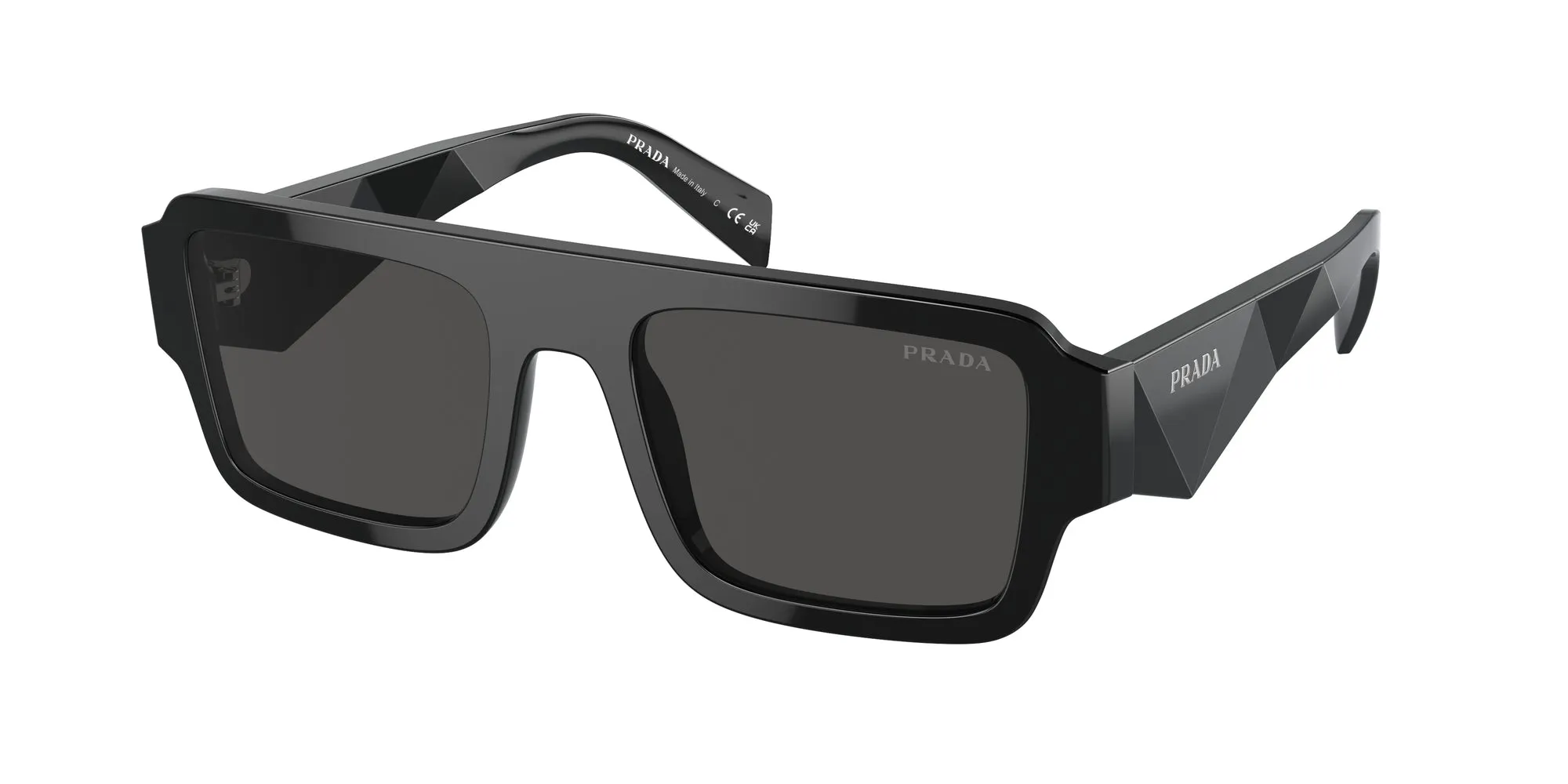 Prada PR A05S 16K08Z Occhiali da sole Acetato Nero Grigio Squadrata Normale - immagine 1