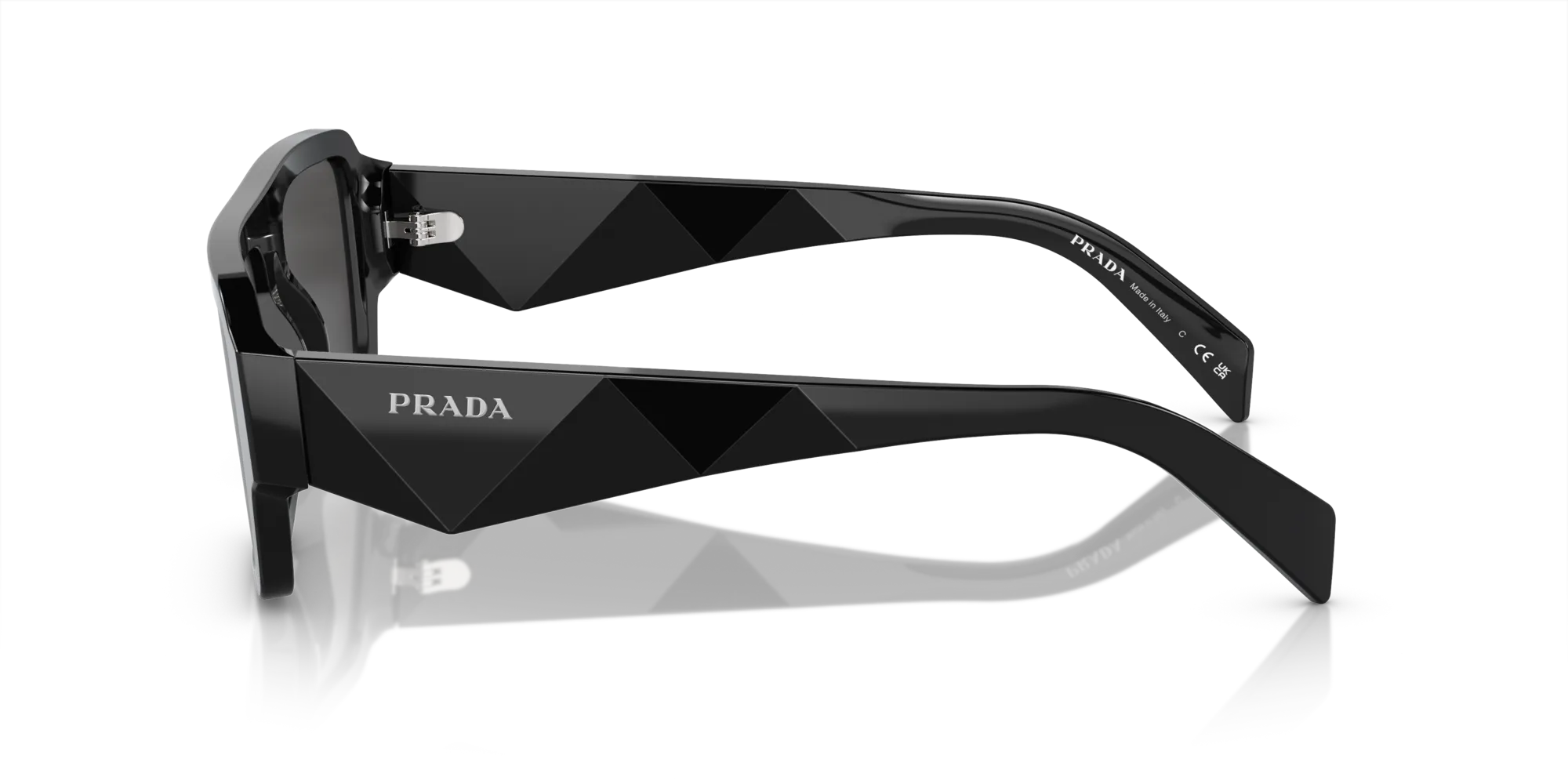 Prada PR A05S 16K08Z Occhiali da sole Acetato Nero Grigio Squadrata Normale - immagine 4